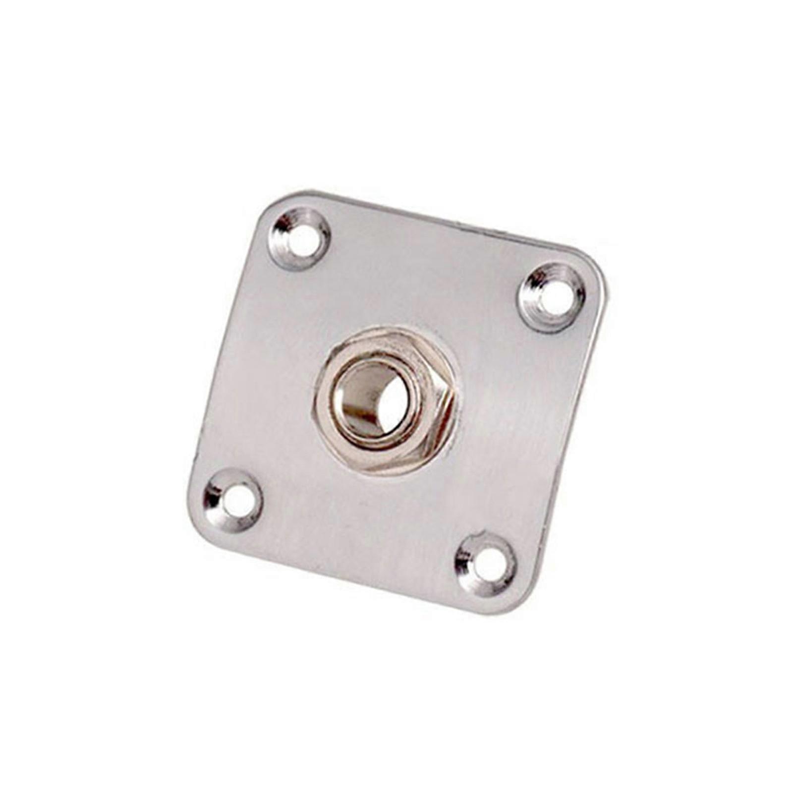 Corrosion Resistant Square Metal Input Plate for Electric Guitars Professional Connection 4 Mounting Hardware Included  Silver