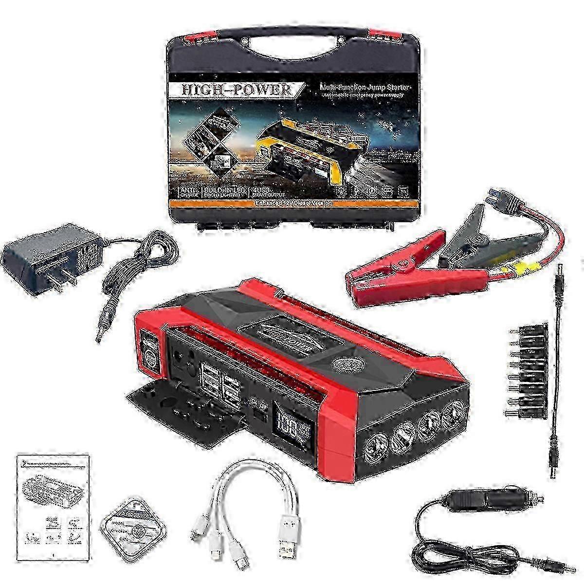 Car Jump Starter Power Bank with 89mAh Battery Charger for Vehicles - Portable, Cables & Adapters Inc