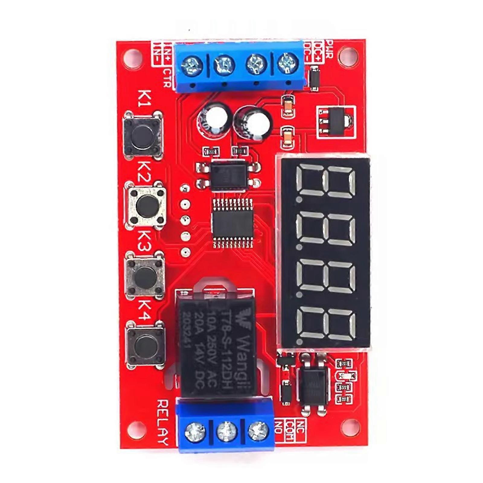 Intelligent Timer Delay Relays Module Cycle Controller LED Display DC5V/12V/24V Input For Home Industrial Use 0.01Second Multicolor