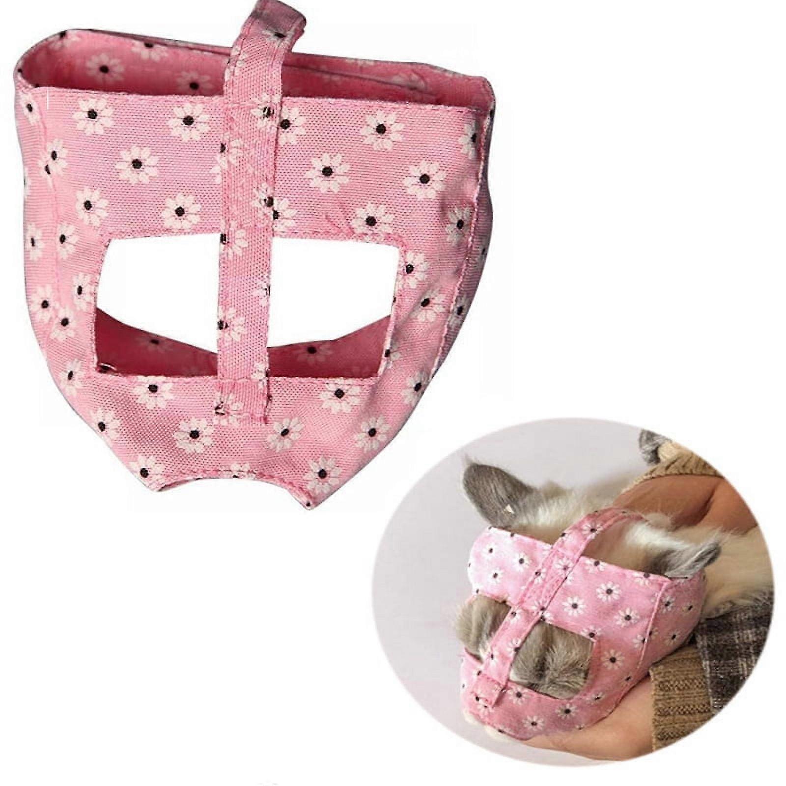 Magazine Cat Muzzle with Flower Printed, Cat Mouth Guard Muzzles for Prevent Scratches and Anti-Biting