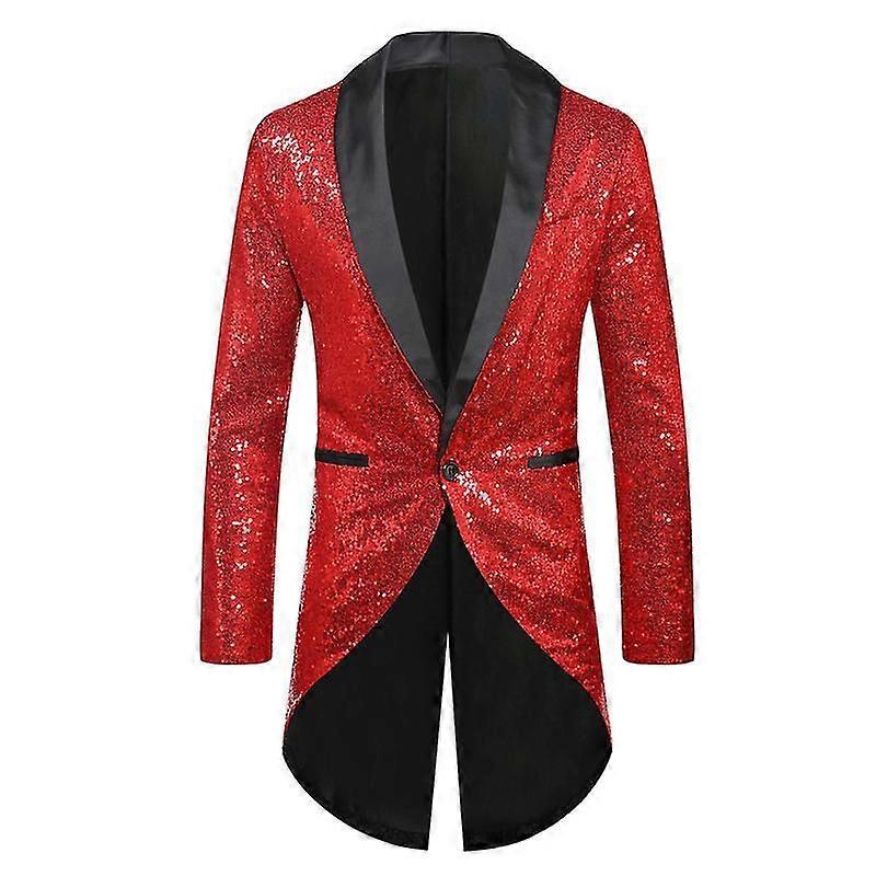 Hommes Sequin Tuxedo Queue-de-Queue De Toit Queue D'hirondelle Veste Blazer Robe Formelle Manteau cy
