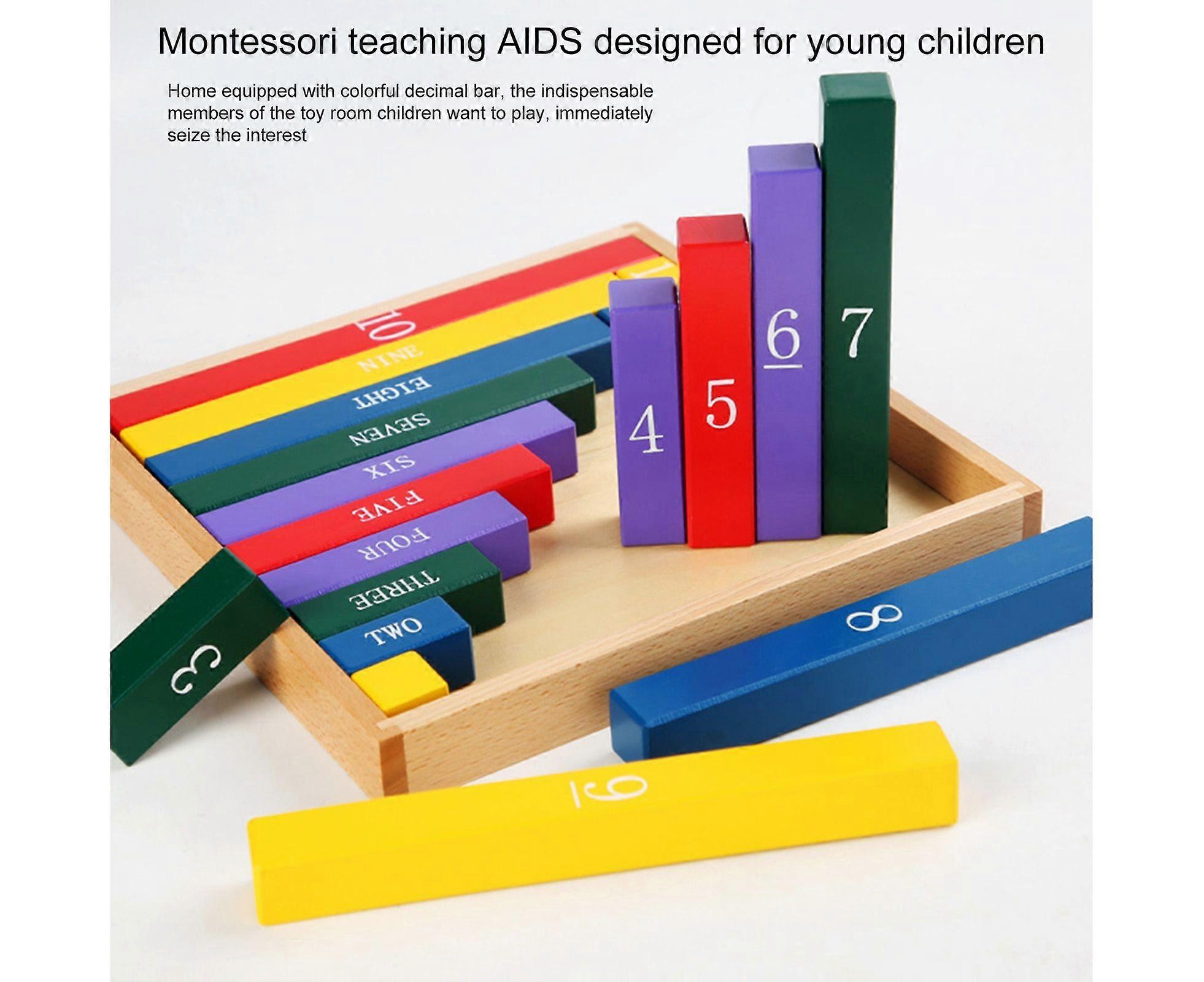 Educational Decimal Bar Visual Discrimination Ability Logical Combination Relationship Wood Colorful Decimal Bar Toy for Boys
