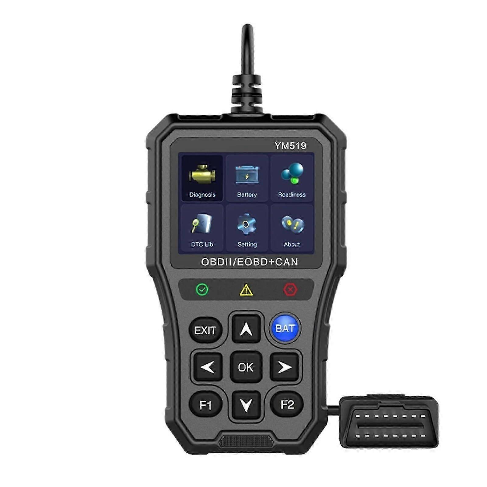 Car Fault Detector YM519 OBD2 Code Reader, MultiLanguage Diagnostic Tool, Check Engine Scanner, Battery Tester