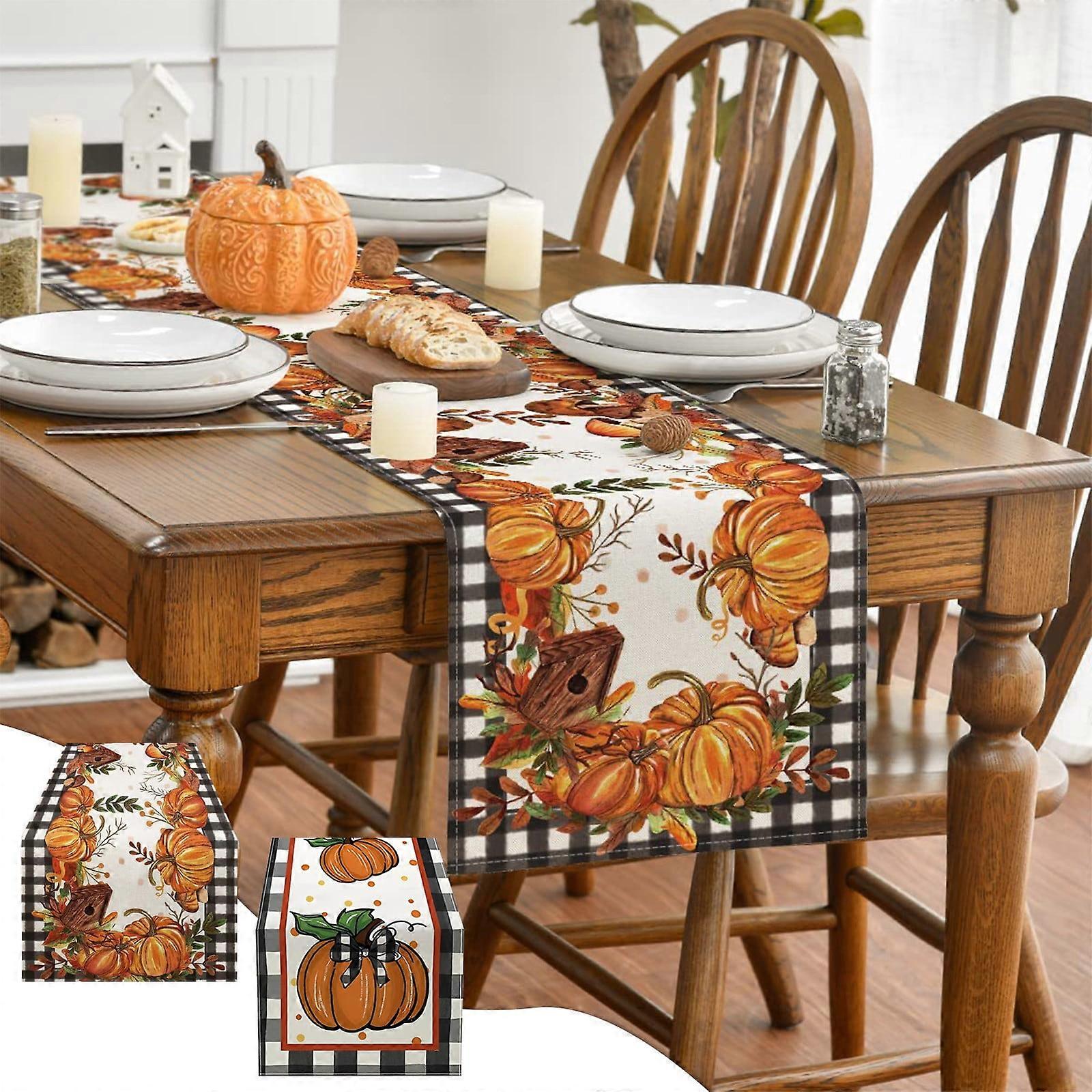 Jacenvly Halloween Tablecloth - Linen Printed for Indoor Fall Decor, Compatible with Coffee & Dining Tables, Easy Clean