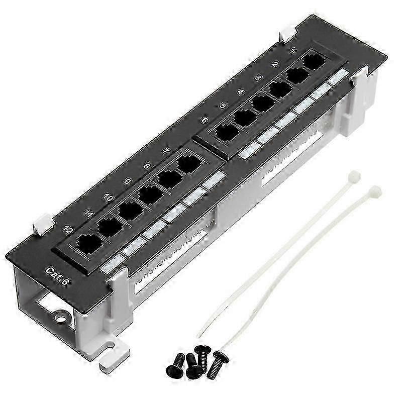 Network Tool Kit 12 Port CAT6 Patch Panel RJ45 Networking Wall Mount Rack with Surface Wall Mount Bracket