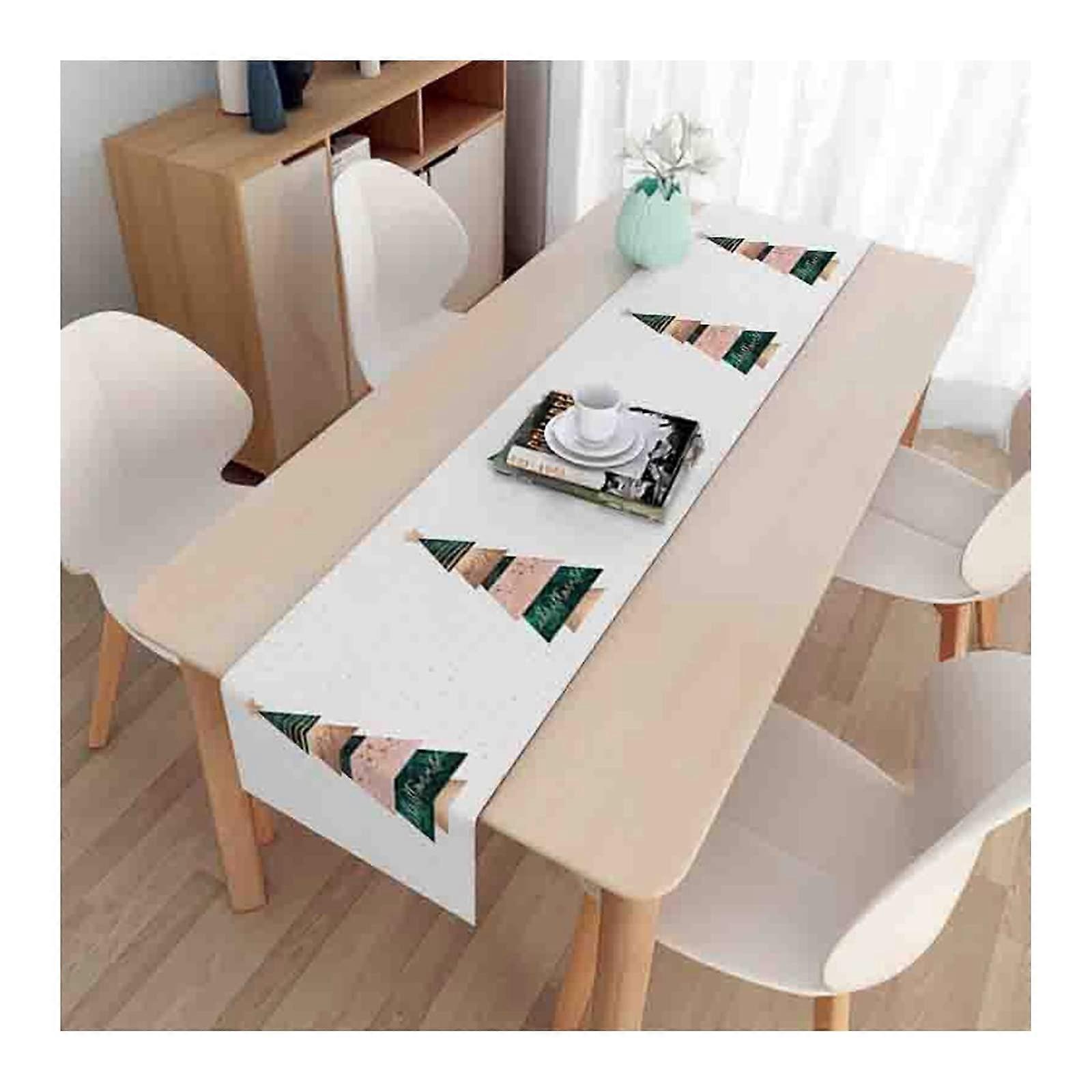 Linen Multicolor Christmas Theme Table Runner For Dining Room Table Decor, Party Table Decor, 13 x 70 Inch