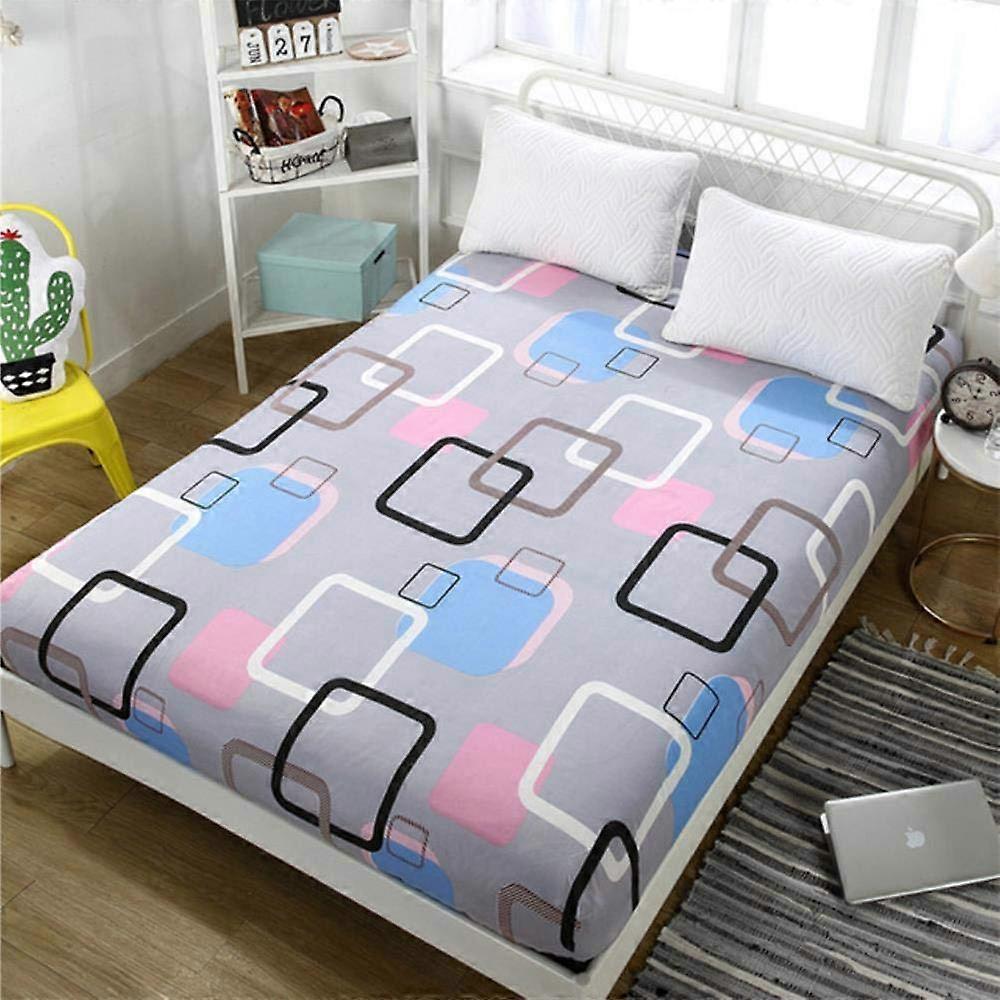 Queen Size Fitted Bed Sheet Set with Pillowcases, Elastic Lattice Stripe Mattress Cover 17 Colors 922cm