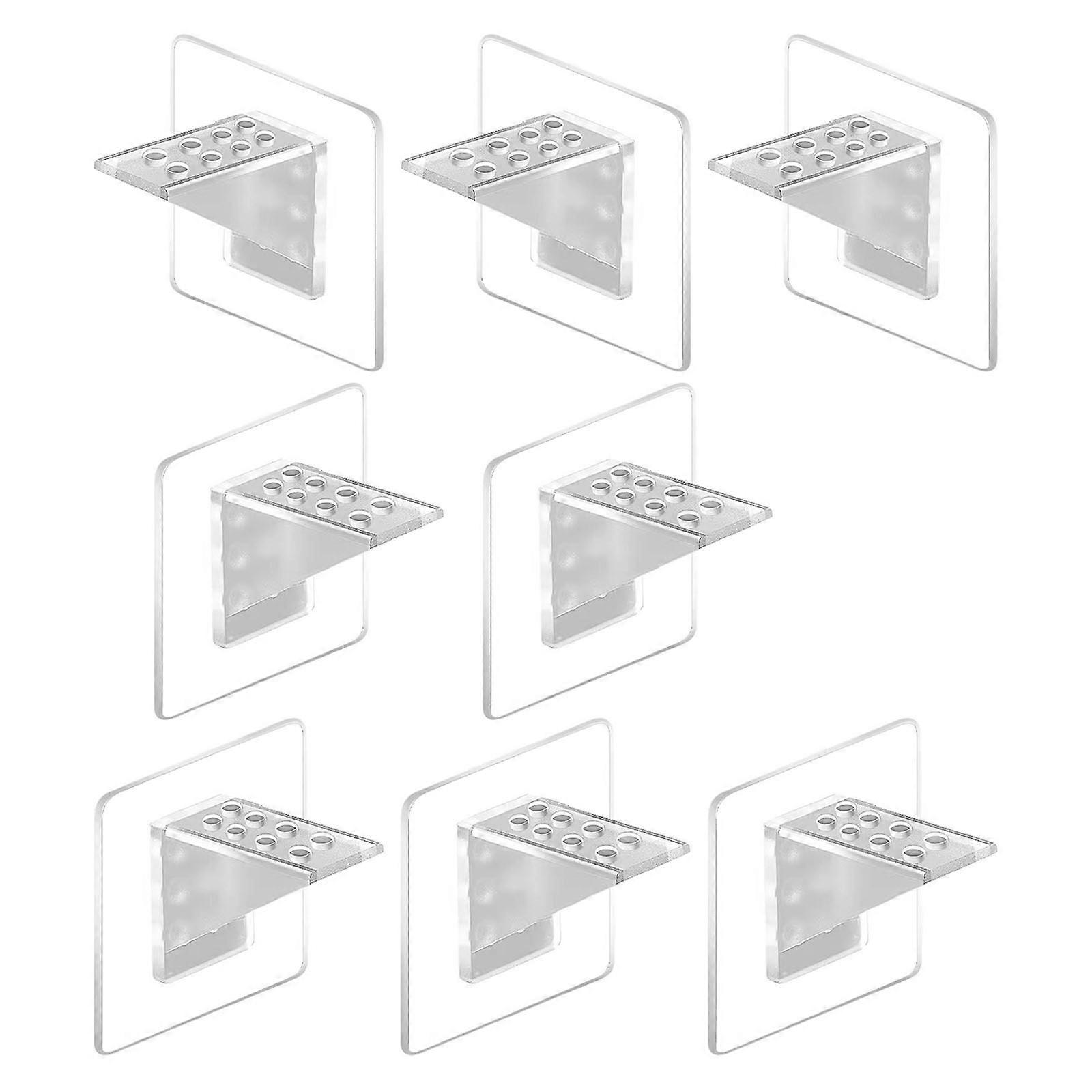Removable Cabinet Shelf Brackets With Strong Adhesive Backing Transparents For Damage Withgout Installation Multicolor