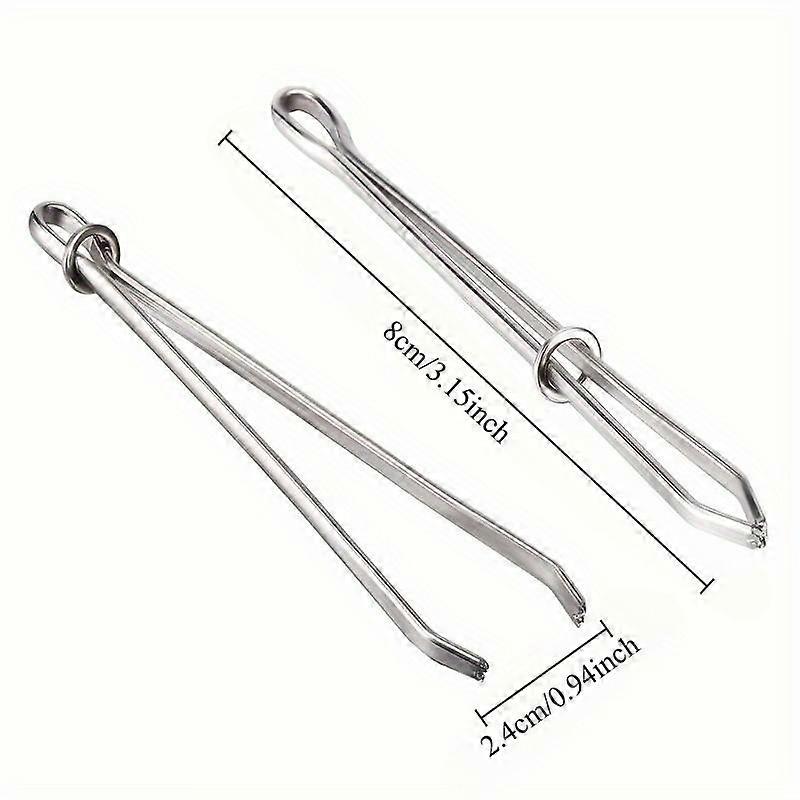2pcs Silver Grey Needle Elastic Threader Tweezers - Easy-to-Use Self-Locking Clip for Waist Band Craft, Simplifying Sewing Tasks with Effort