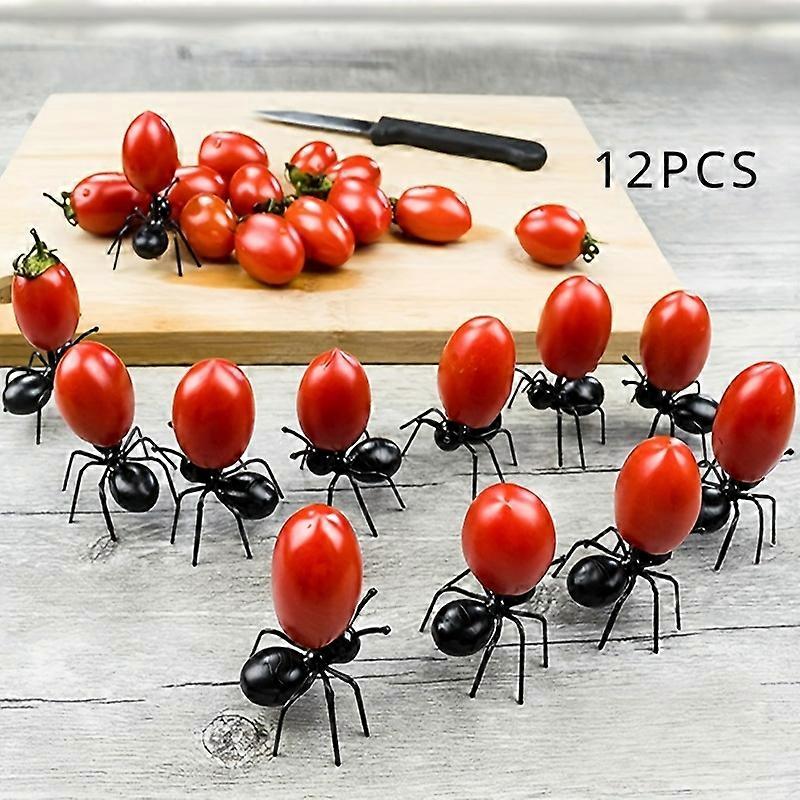 A Set of 12 Ant-Shaped Fruit Forks, Made of Durable Abs Resin, No Need for Charging, Suitable for Parties, Dining, and Outdoor Picnics