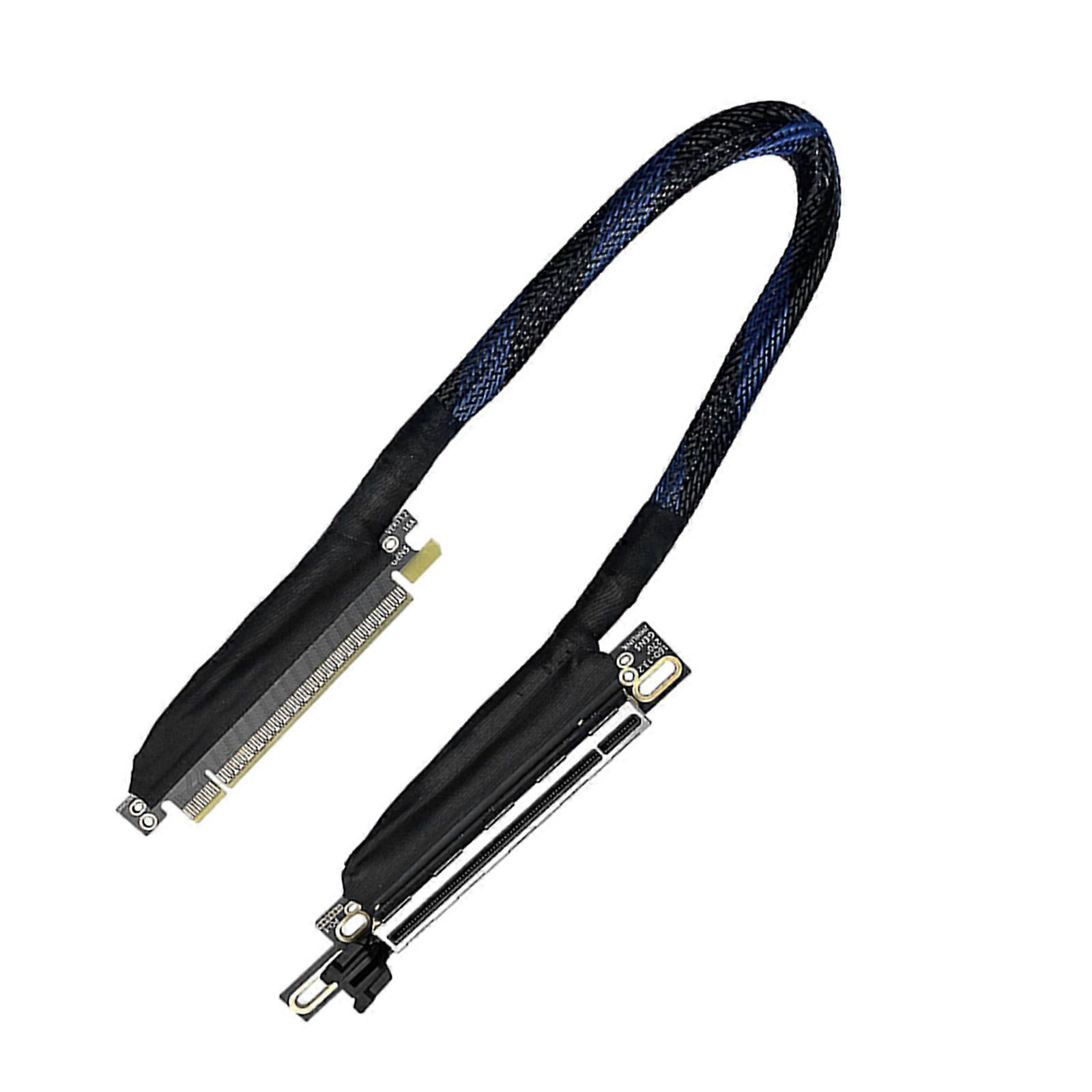 Fast Speed 64GT/s PCIe 5.0 Right Exit GPU Extension Cable 270° Turn Braided Wiring Cord Bidirectional Bandwidth For PC Multicolor