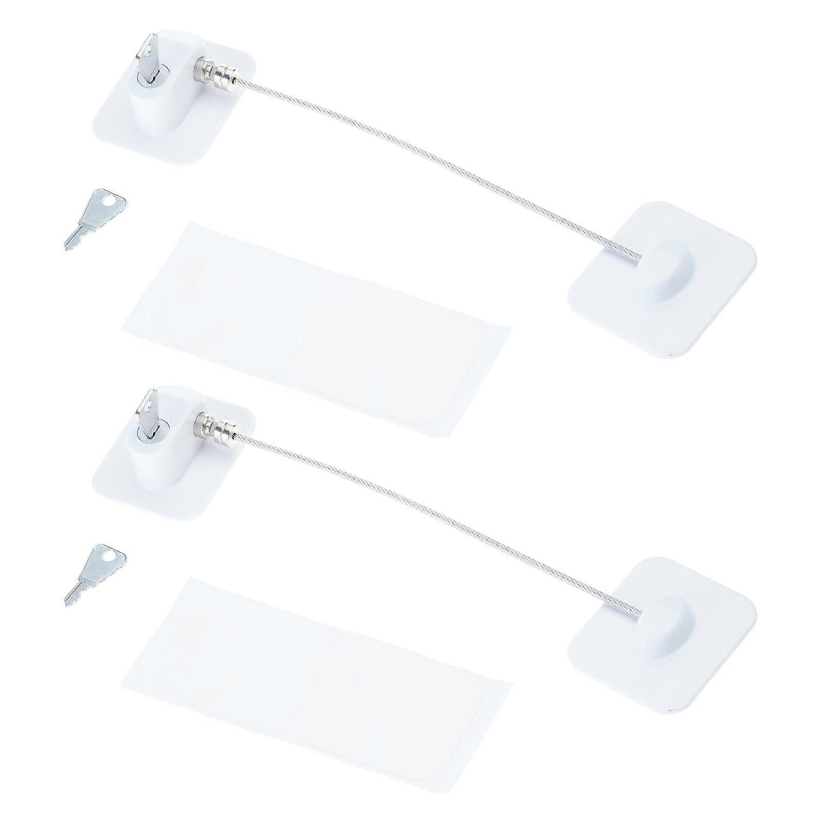 2Pcs Refrigerator Fridge Freezer Door Lock with Keys Sliding Closet Door Lock Child Protections Lock Easy to Use  White