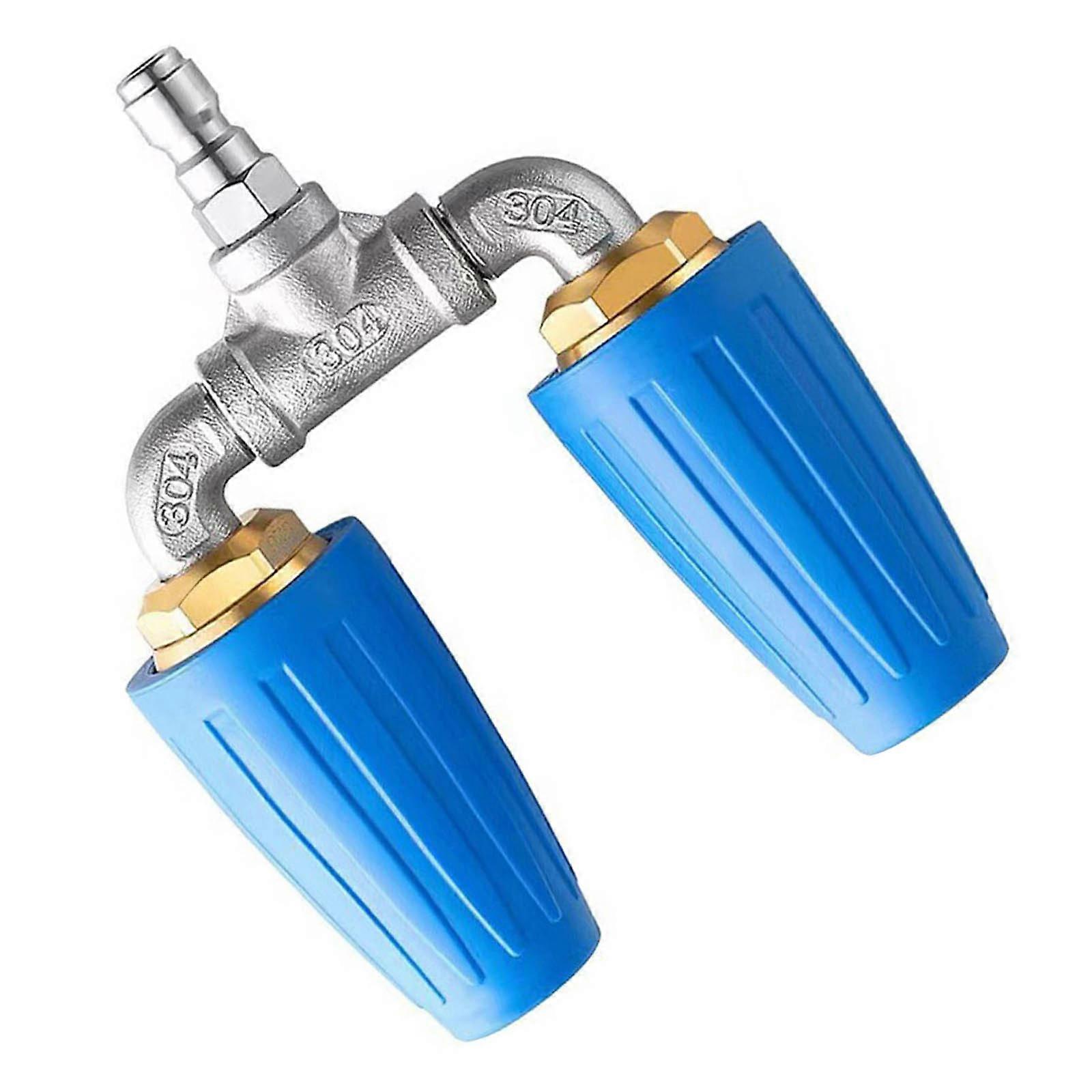 Pressure Washer Nozzle 360 Degree Rotating Double Nozzle Pressure Washer 4000psi with 1/4" Quick Connector  Blue