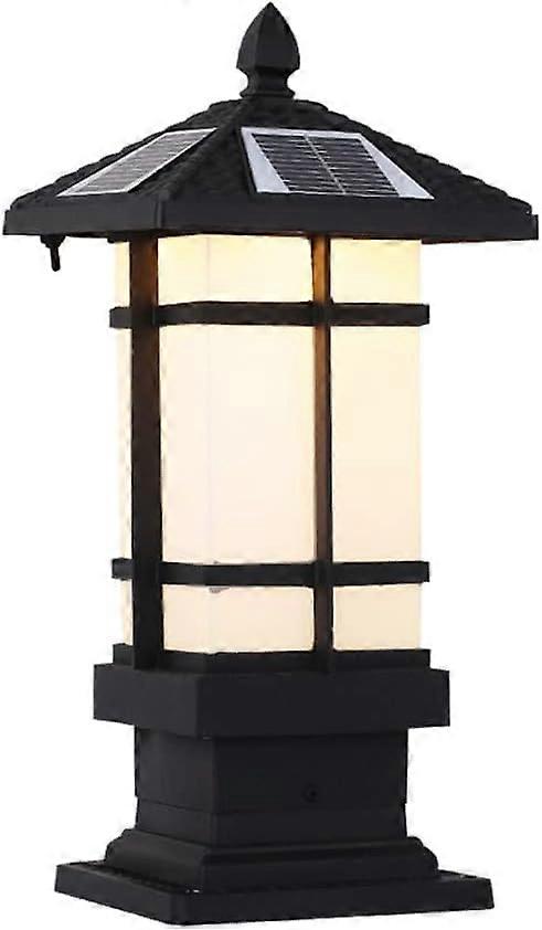 Solar Powered Outdoor Post Cap Light Waterproof LED Pillar Lantern For Fence Railing Auto On Off Square Column Lamp Black