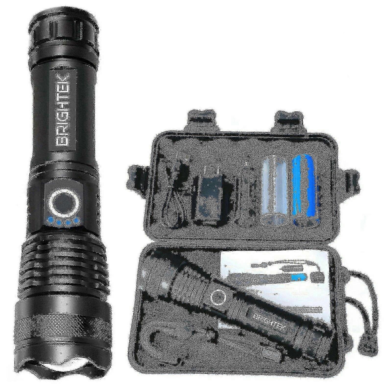 Super Bright 90000lm Led Tactical Flashlight With Rechargeable Battery Zoomable