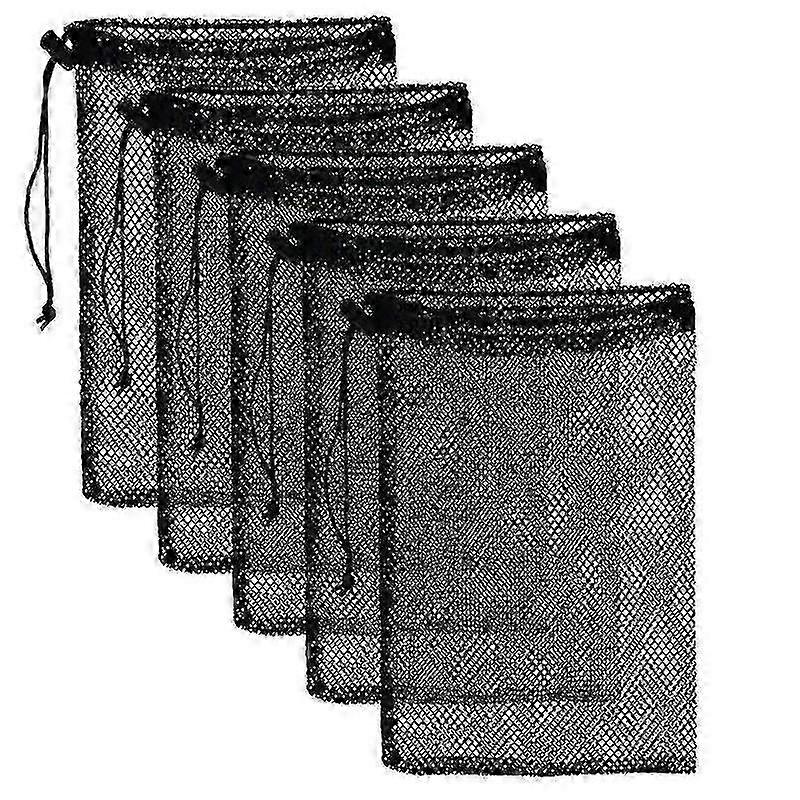 5 Pcs Mesh Stuff Sack Durable Nylon Drawstring Laundry Bag Rinsing Beach Toys Travel