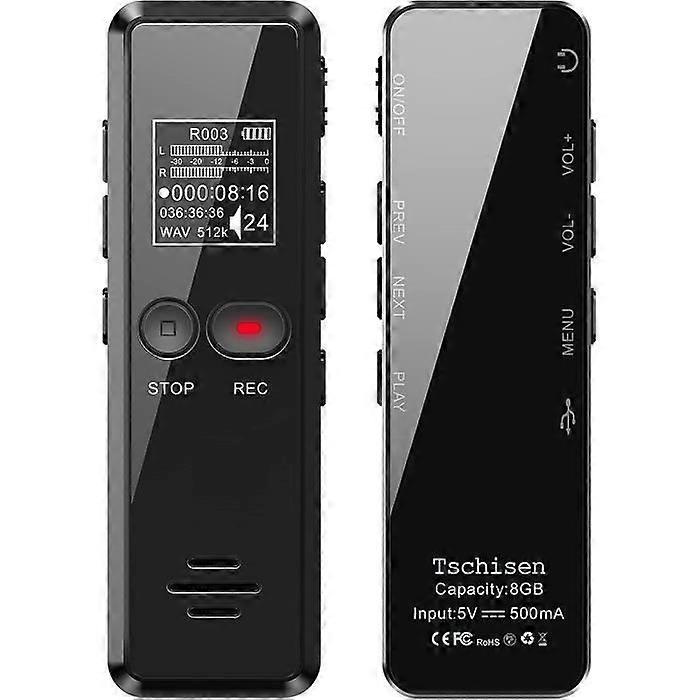 Digital Voice Recorder, One-Touch Audio Dictaphone, 16GB 1536Kbps USB Charging MP3 Player with Password Protection