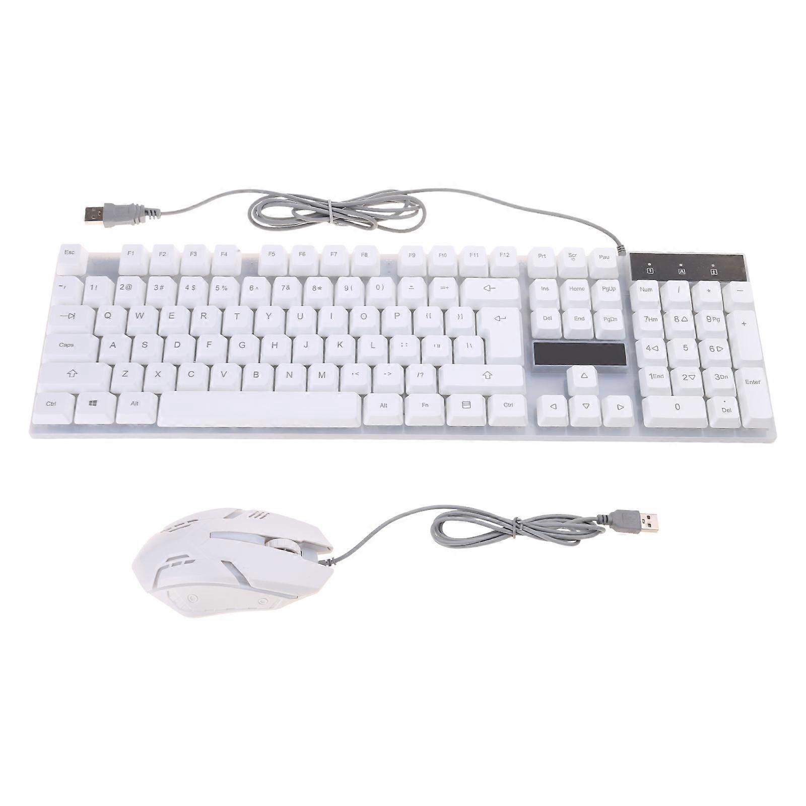 Computer PC Accessory GTX300 USB Wired 104 Keys Backlight Mouse Keyboard Combos Set Replace Parts for Computer Kids Gift  White