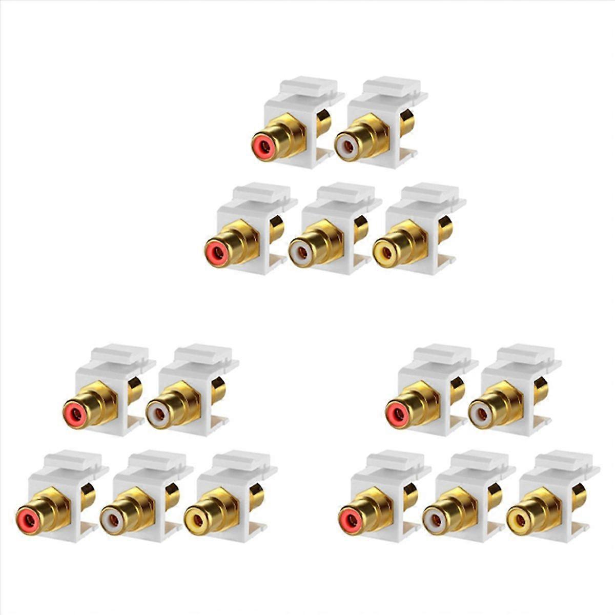 15-Pack Jack Insert Connector Socket Female Snap in Adapter Port Gold Plated Inline Coupler for Wall