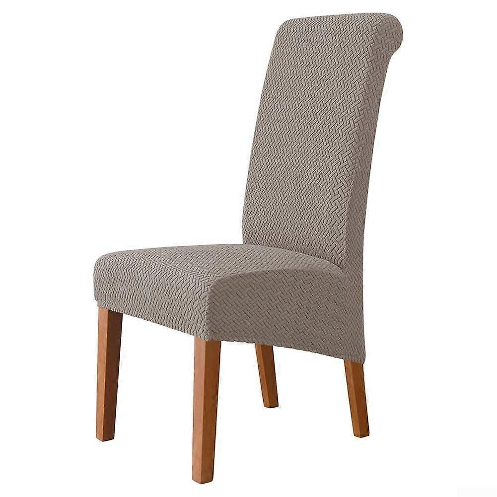 T Shaped Jacquard  Back Chair Covers that Are Machine Washable and Easy to Maintain (khaki) Standard Size Elastic Fit