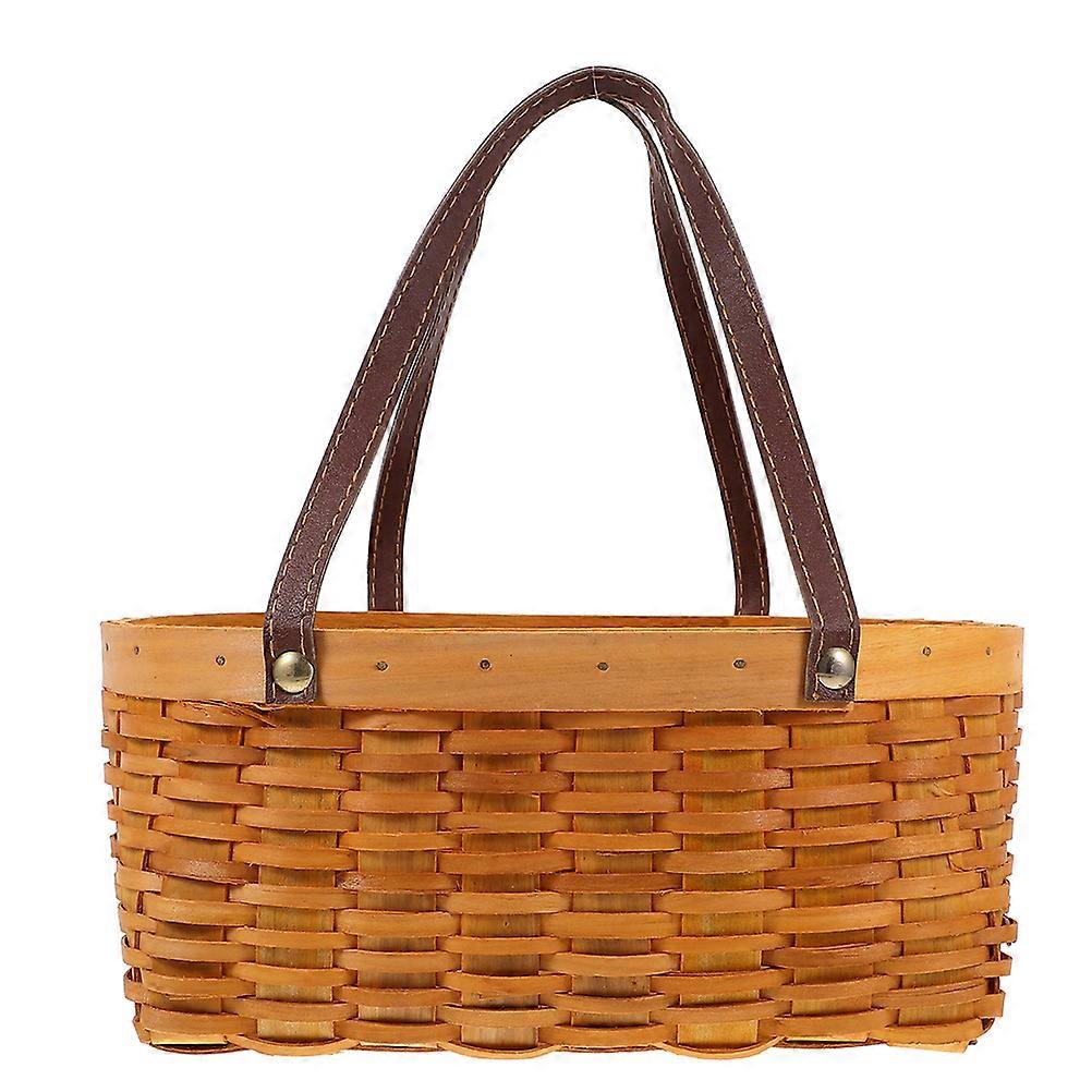 Handheld Woven Basket Small Basket with Handle for Decoration 1 Piece