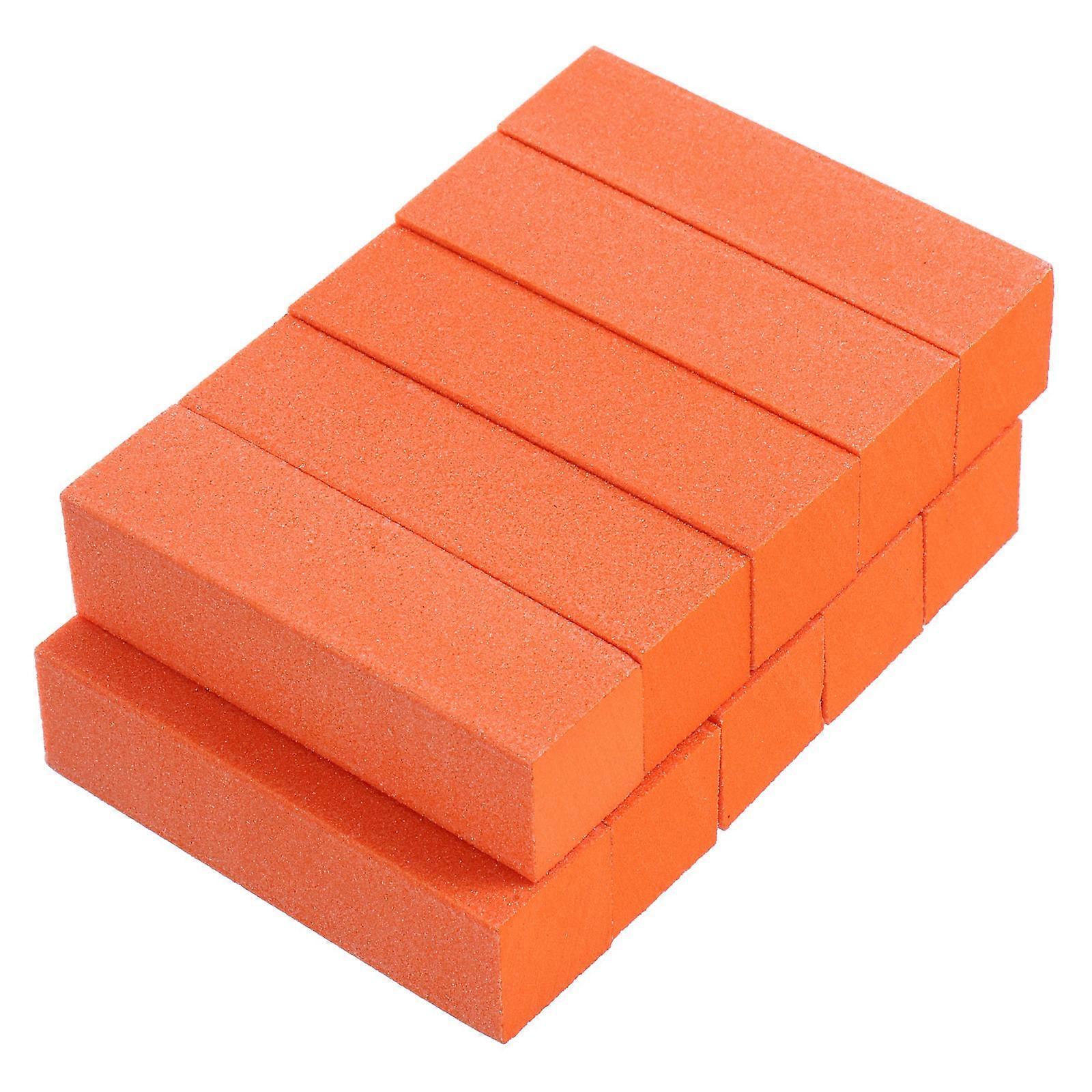 Nail Buffer Blocks Orange Sponge for Manicure Use 10Pcs Nail Files