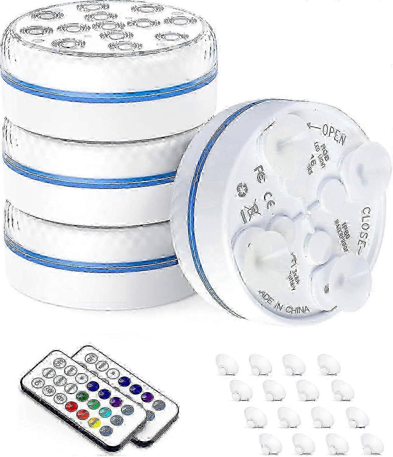 Improved Underwater LED Lights: Multi-Color Submersible Spotlight for Pools, 4-Pack with Remote Control