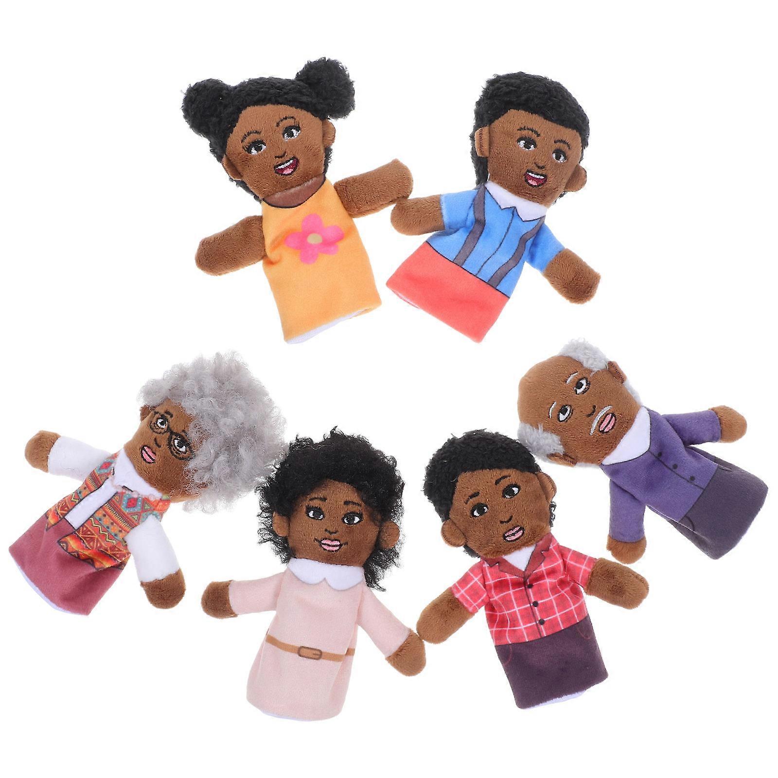 Educational Puppet for Storytelling 6Pcs Plush Family Finger Hand Puppets Set