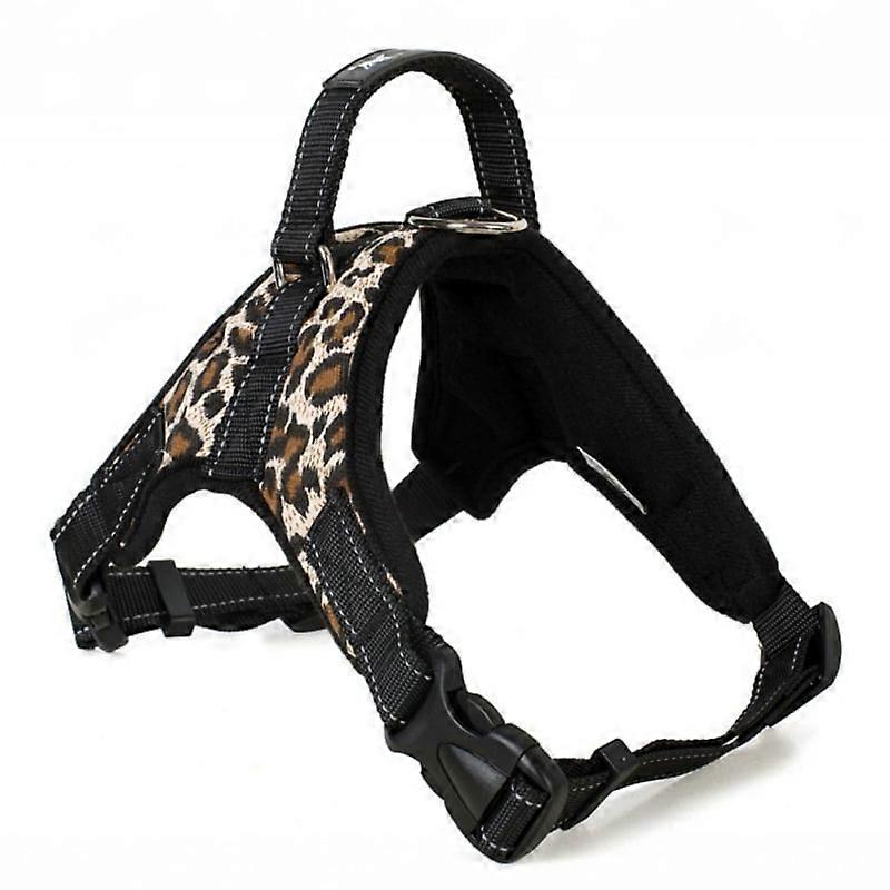 Durable Adjustable Dog Harness with Control Handle, Leopard Print, XL 28-36", Compatible with Small, Medium, Large Dogs