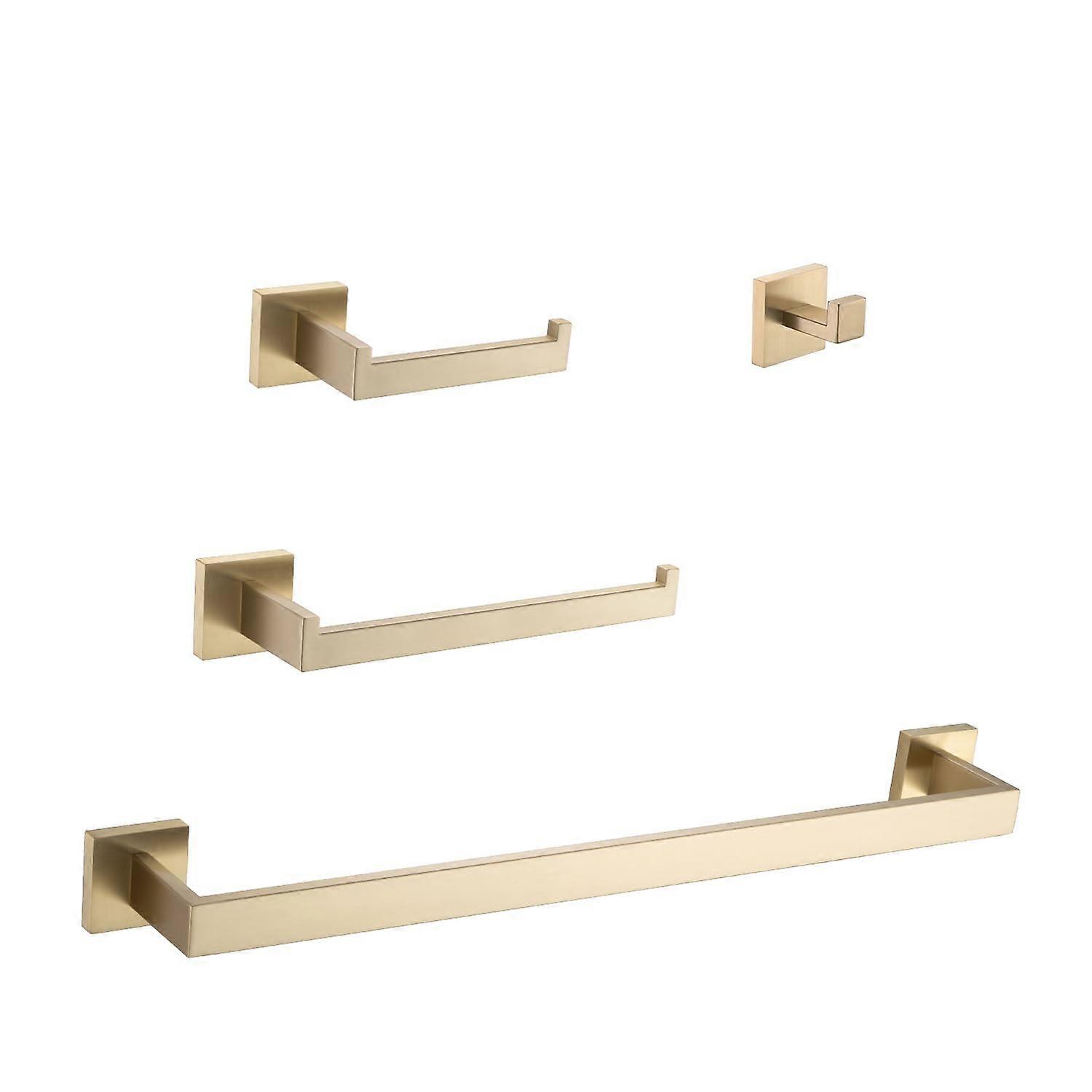 Gold Bathroom Hardware Set of 4 with Wall Mounted Towel Rack and Storage for Modern Home Organization