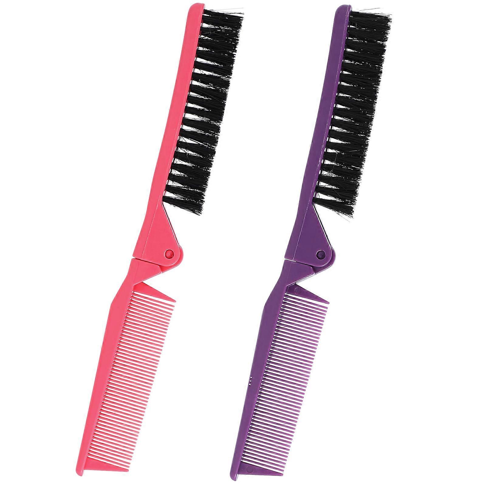 2pcs Hair Brush Travel Combs Portable Folding Combs Detangling Combs for Daily Use