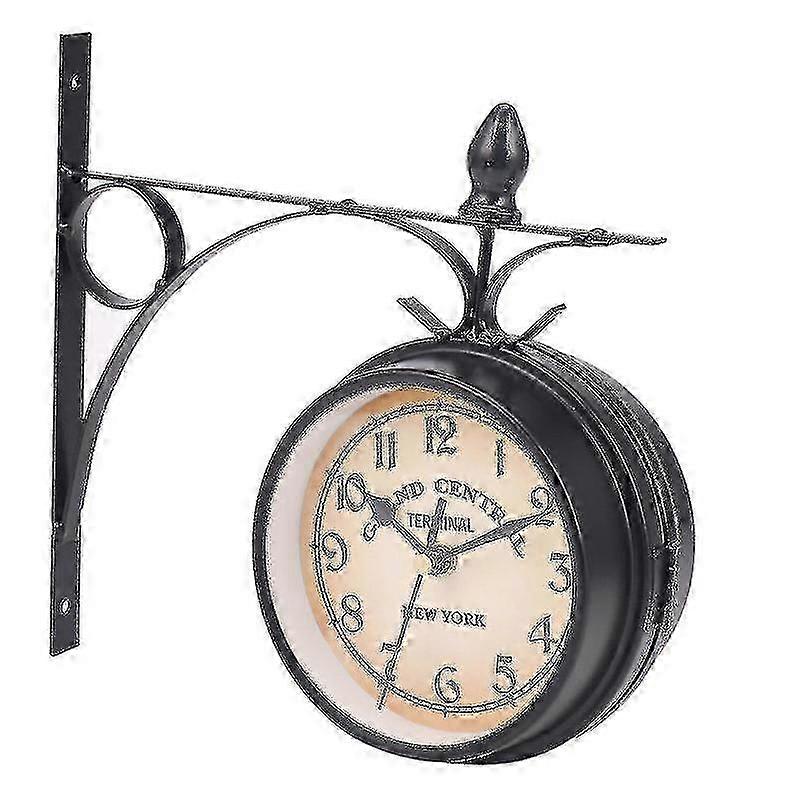 ヨーロピアンスタイル両面壁掛け時計クラシック時計モノクロA(age)