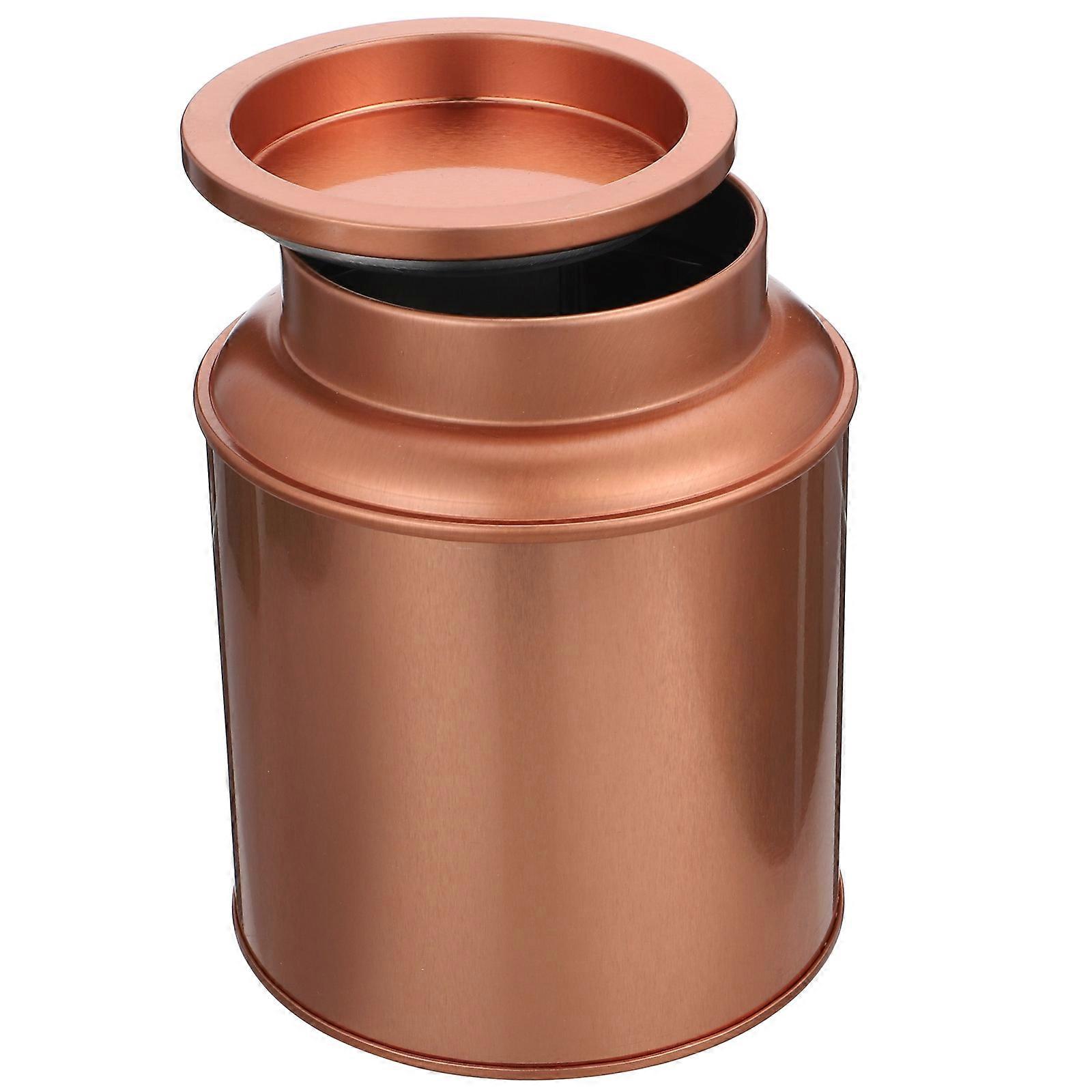 Golden Tinplate Tea Storage Container for Home Use with Sealed Lid and Large .54 Inches