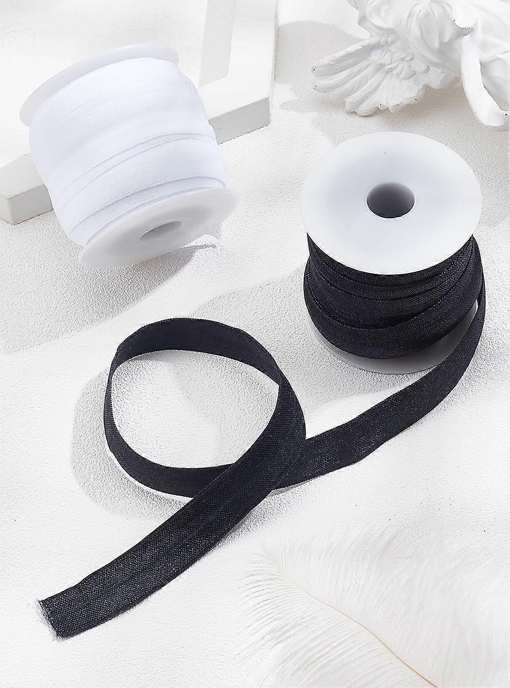 20 Yards 2 Colors Flat Polyester Elastic Cord Elastic Ribbon Elastic Foldover Elastic Stretch Fold Over Elastic Stretch for DIY Craft Hair Hair Ties H
