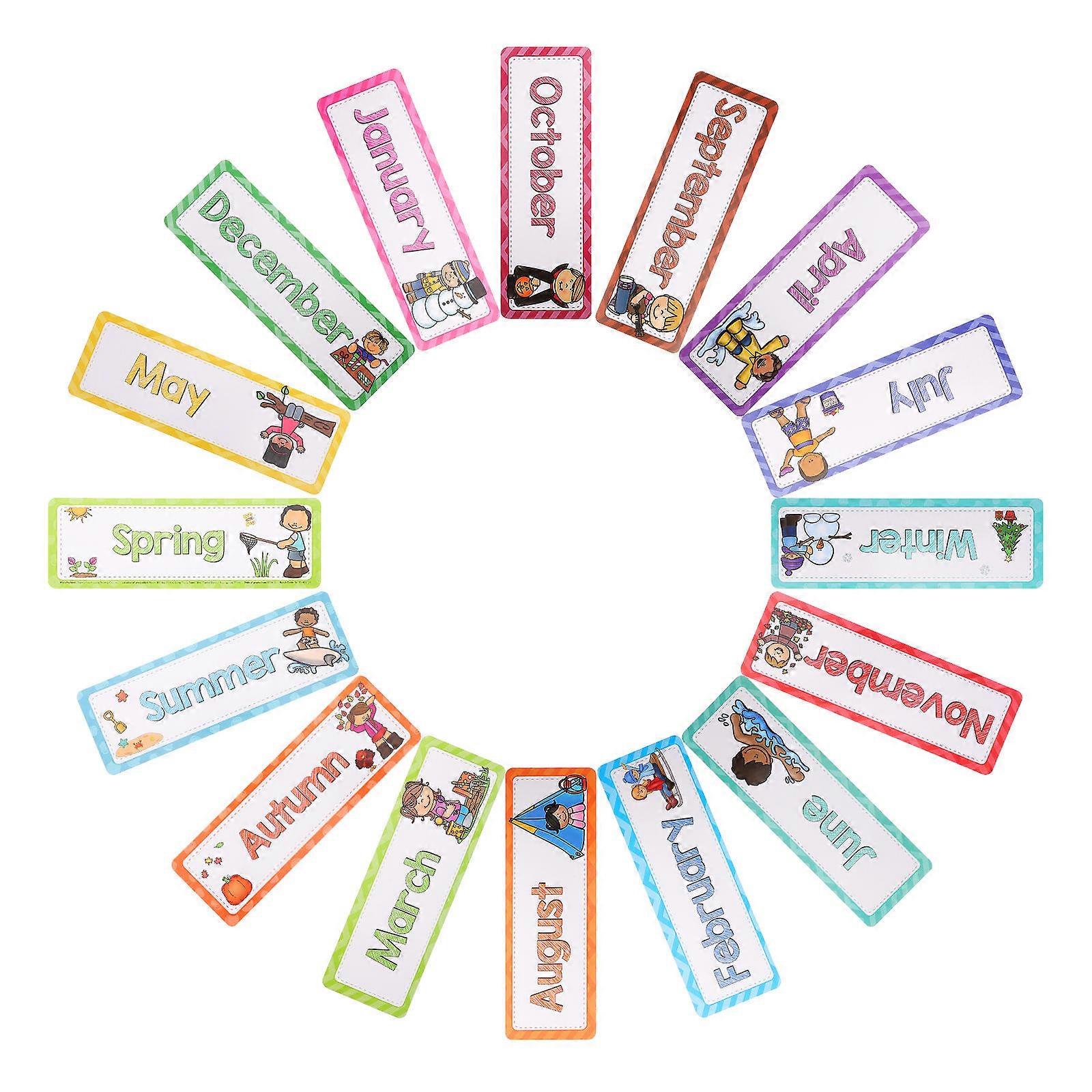 English Flash Cards for Study 16Pcs Classroom Decor and Learning Tools for Kids