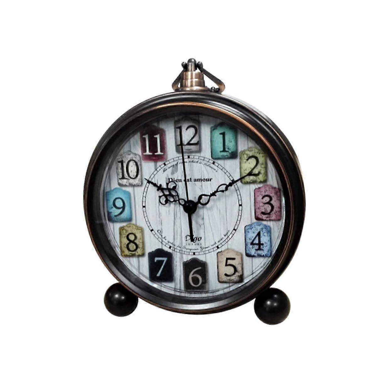 Vintage Desk Clock Silent NonTicking Metal Alarm Clock Bronze Finish for Bedroom or Table Display