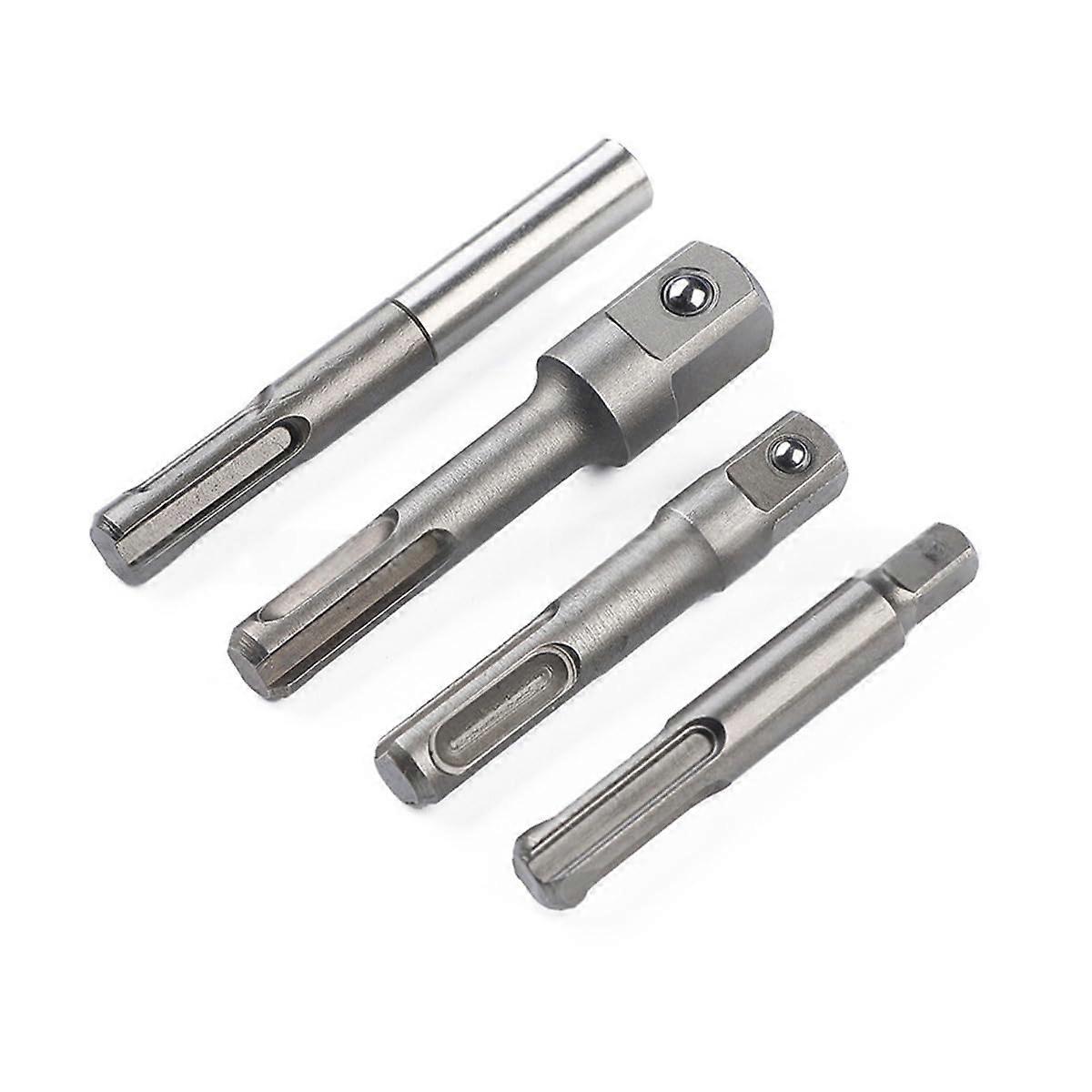 SDS Adapter Set with SDS PLUS Steel Rods, Chrome Vanadium Drill Socket Adapters for Impact Tools