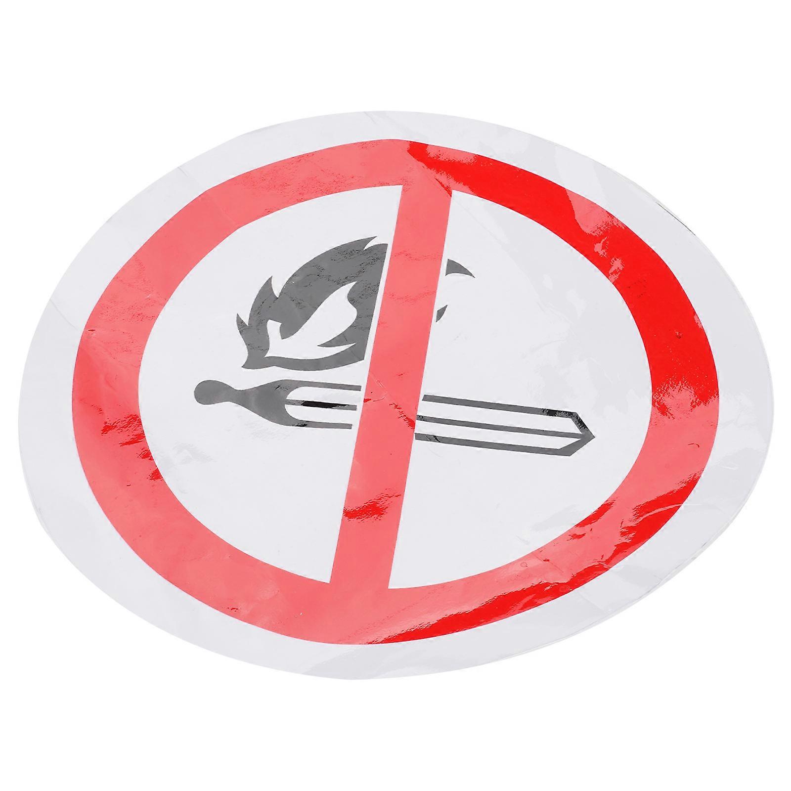 No Open Flames Warning Sign Sticker for Work Safety 2Pcs Red Round Decal