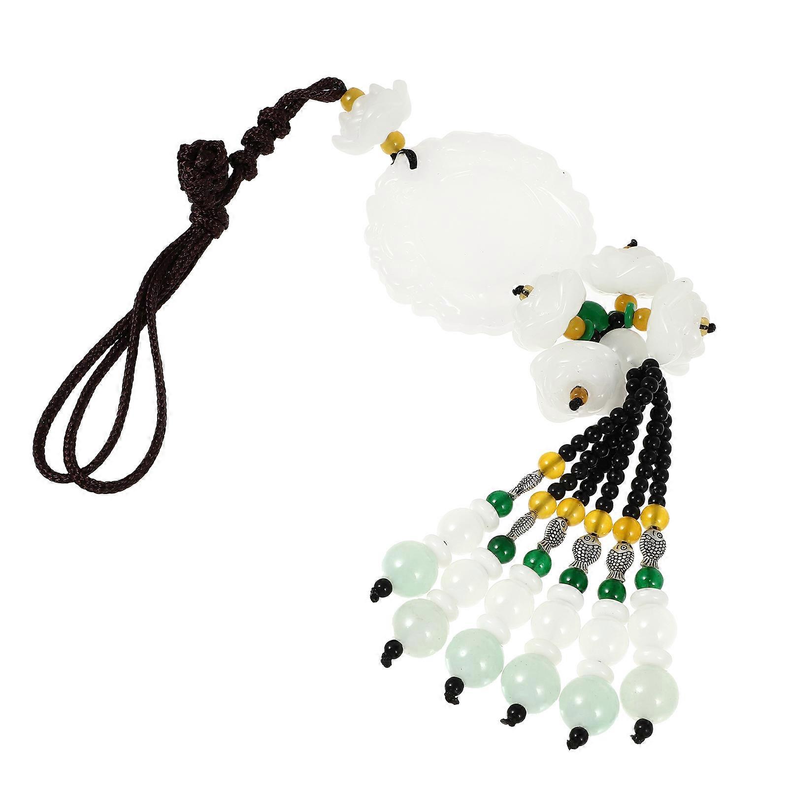 Jade Design Car Pendant for Decor Use Made of Synthetic Material Multi ColorFashion Accessory 3 5 Inches
