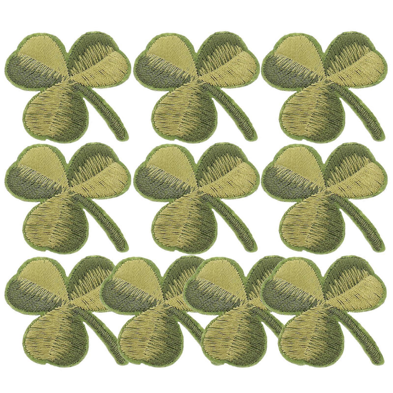 Green Leaf Embroidered Iron on Patch for Clothes DIY 10Pcs
