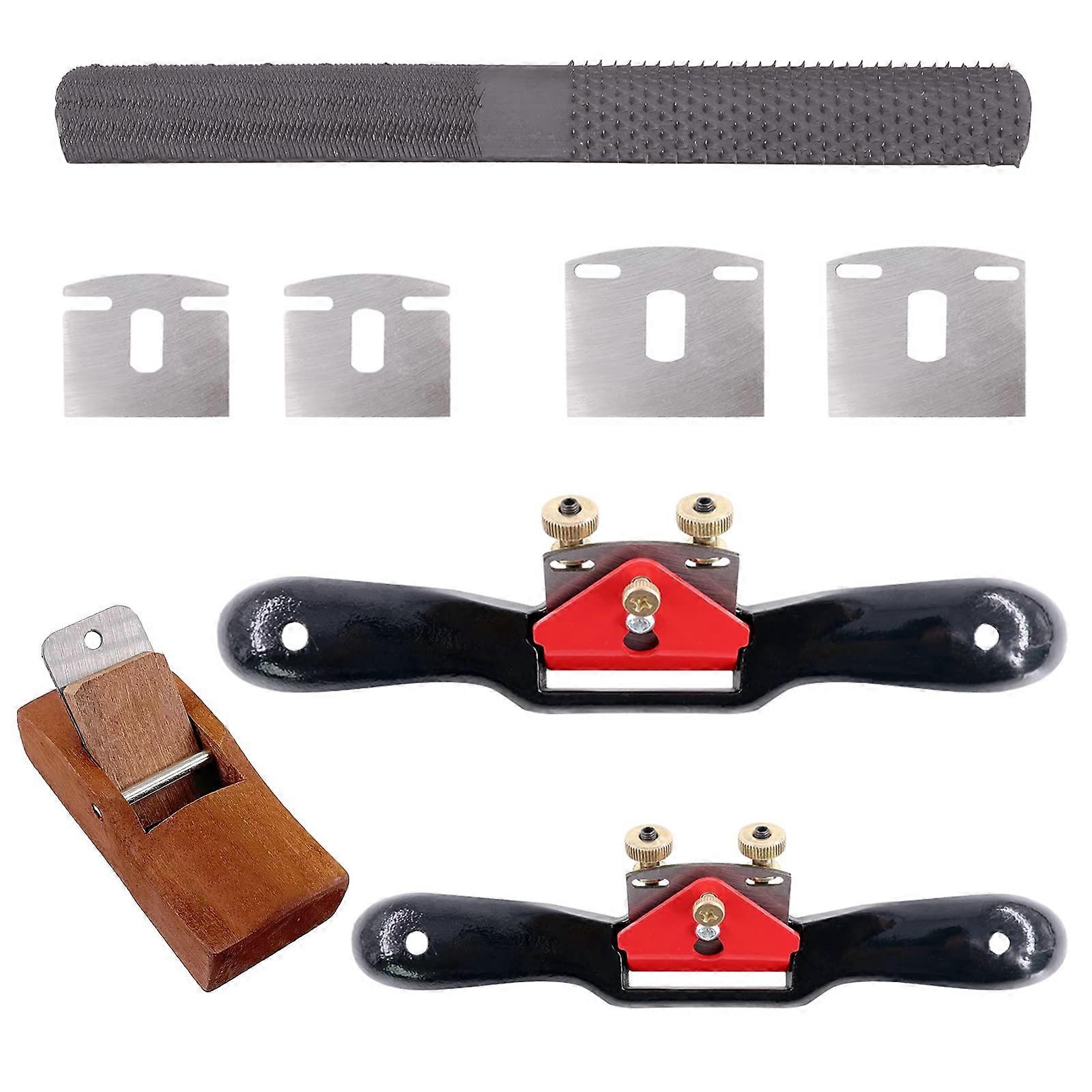Adjustable Spokeshave Set with Replacement Blades, Woodworking Plane and 4Way Rasp File, 2pcs Ref:8625