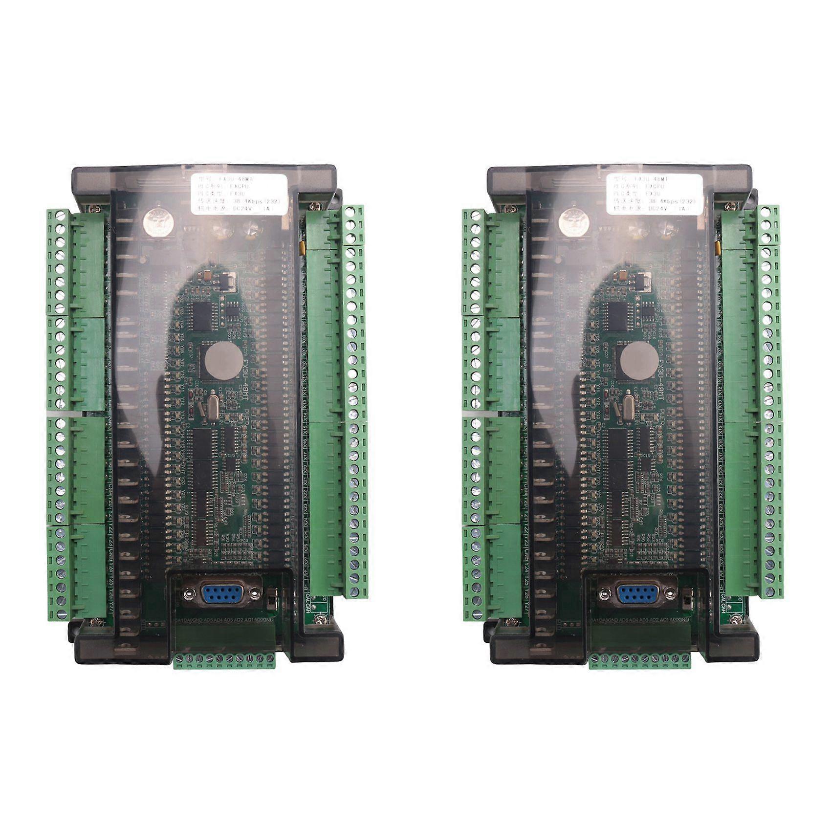 2X PLC Industrial Control Board Module FX3U-48MT Programmable Logic Controller 24 Input 24 Output 24V 1A