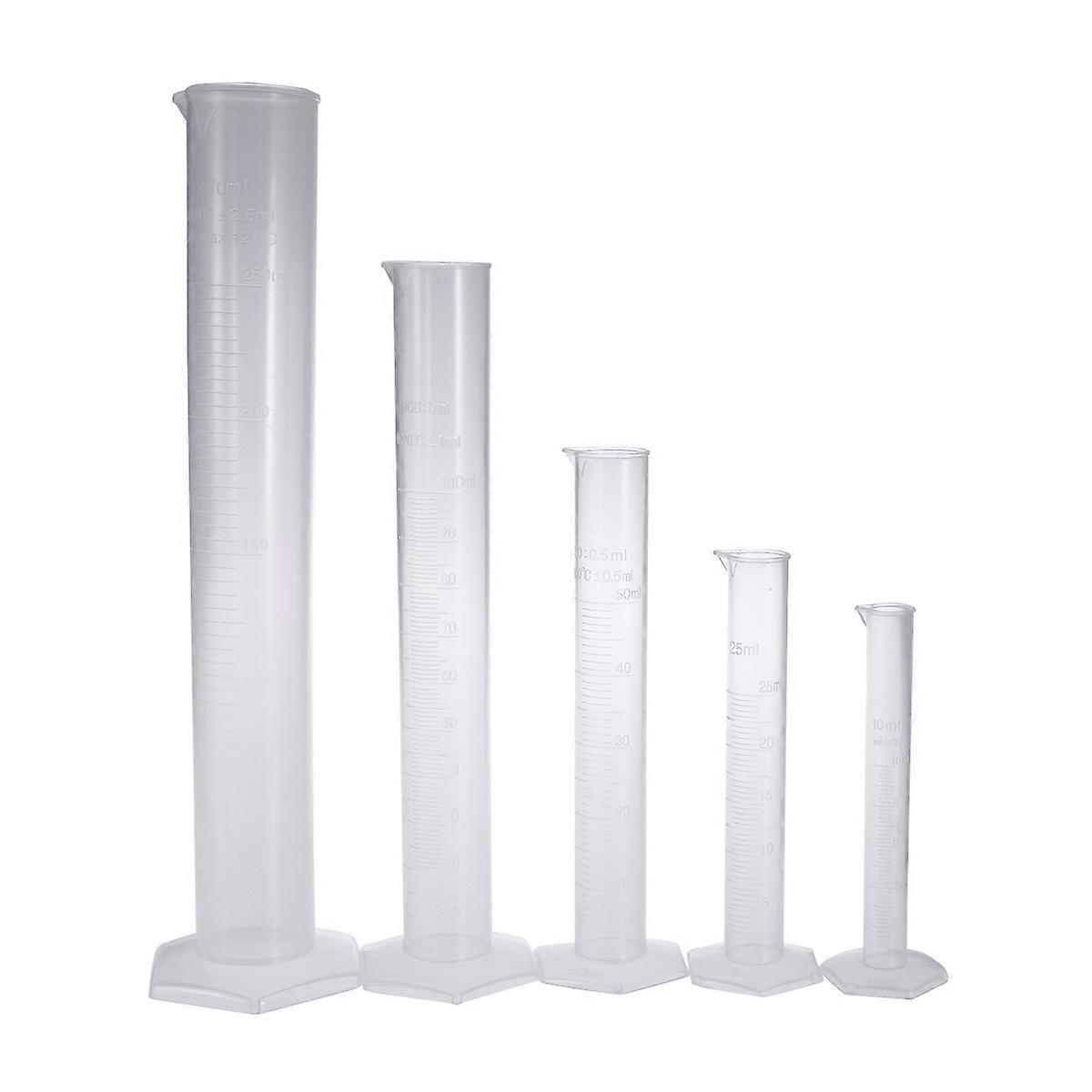 Plastic Graduated Measuring Cylinder for Home Use 5Pcs Transparent
