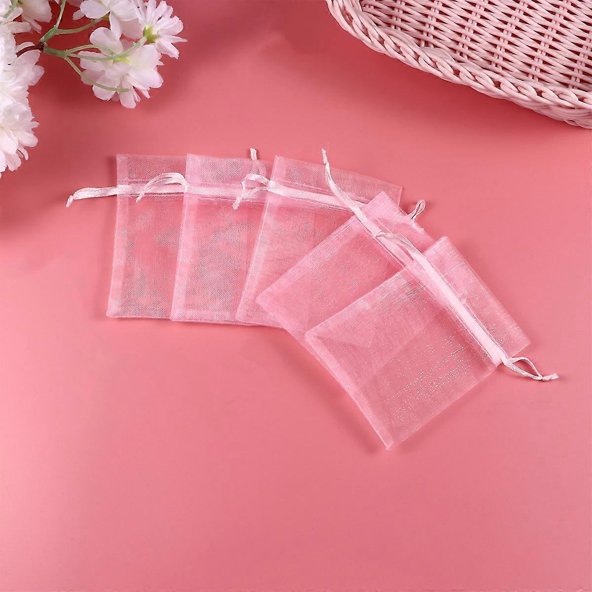 Drawstring Bag Organza Drawstring Bag for Jewelry Storage 100Pcs Pink