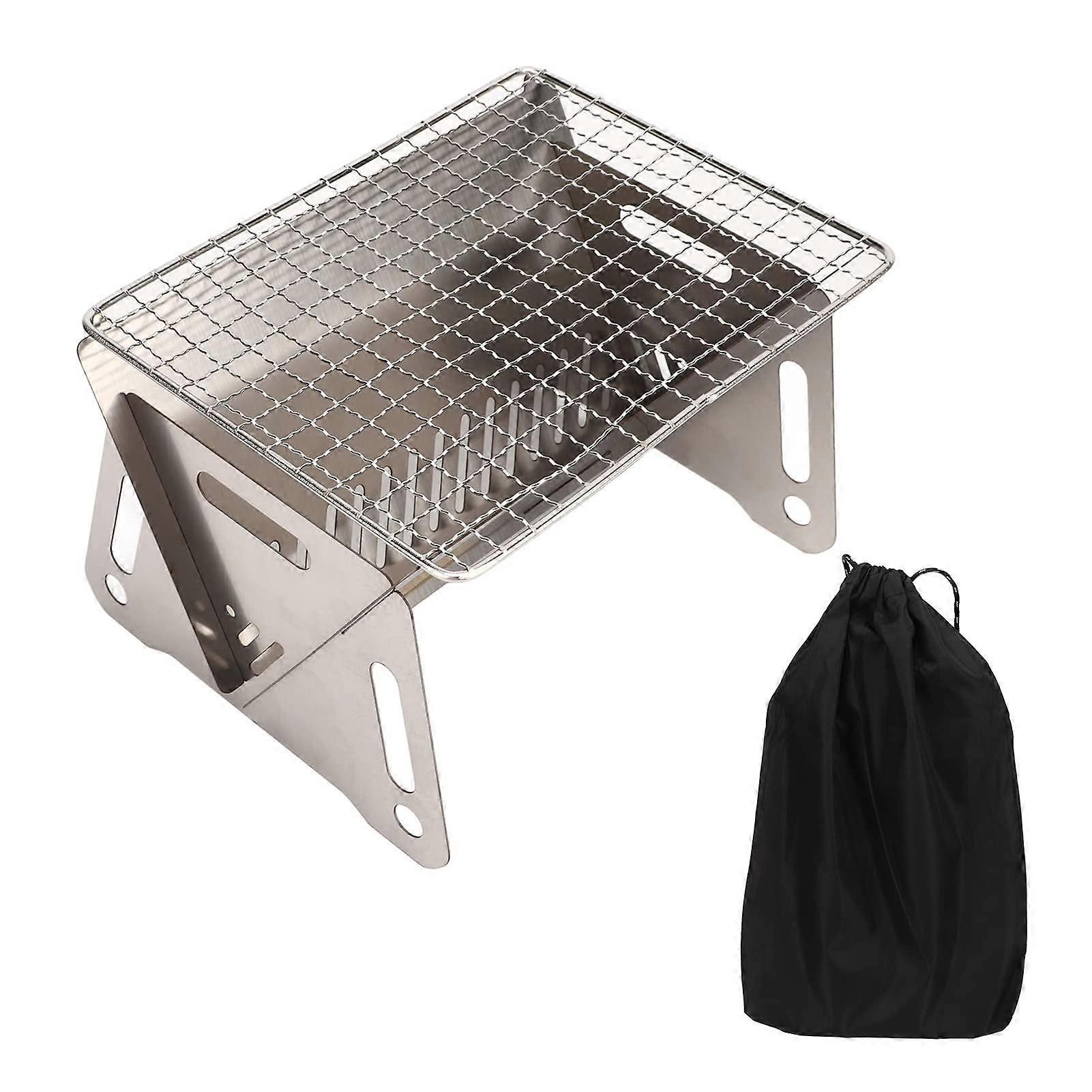 Portable Charcoal Grill Stainless Steel Folding BBQ with Efficient Air Circulation for Outdoor Cooking