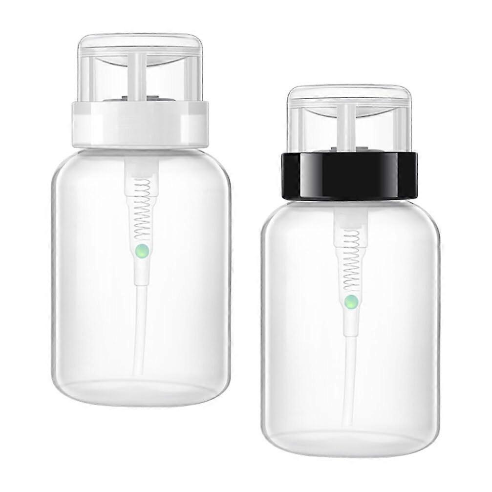 2pcs Lockable Nail Polish Remover Dispenser Bottles with Easy Push Pump for Liquid Storage