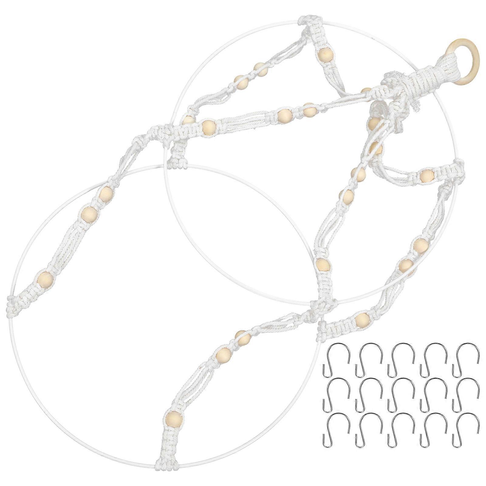 Herb Drying Rack Hanging Cotton Rope Function 2Sets Macrame Flower Drier in Beige