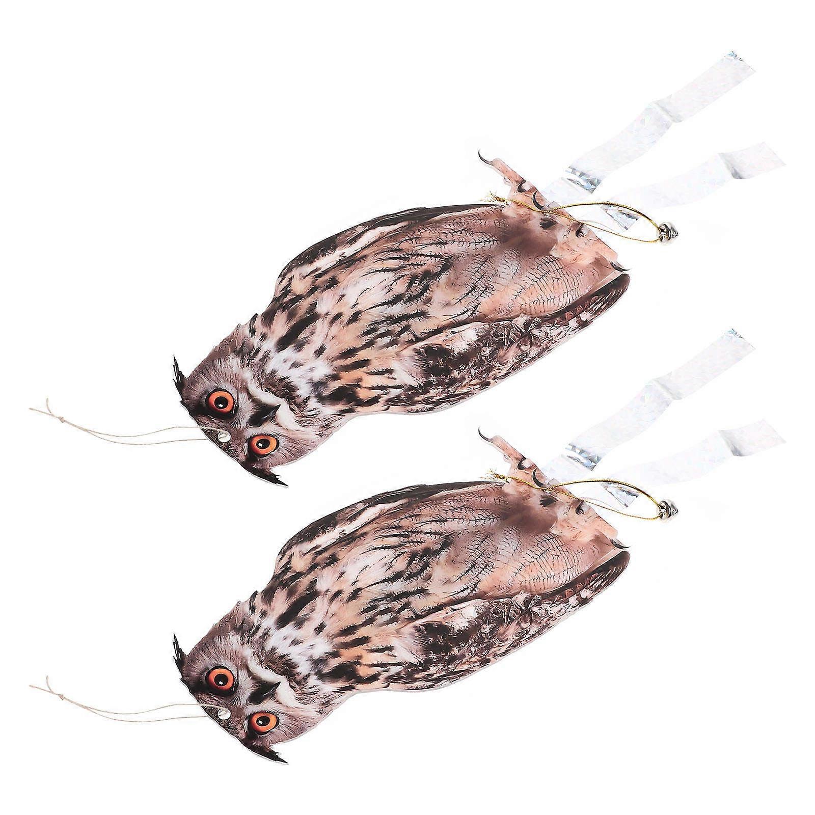 Garden Hanging Owl Ornament Bird Deterrents Rotating 2Sets