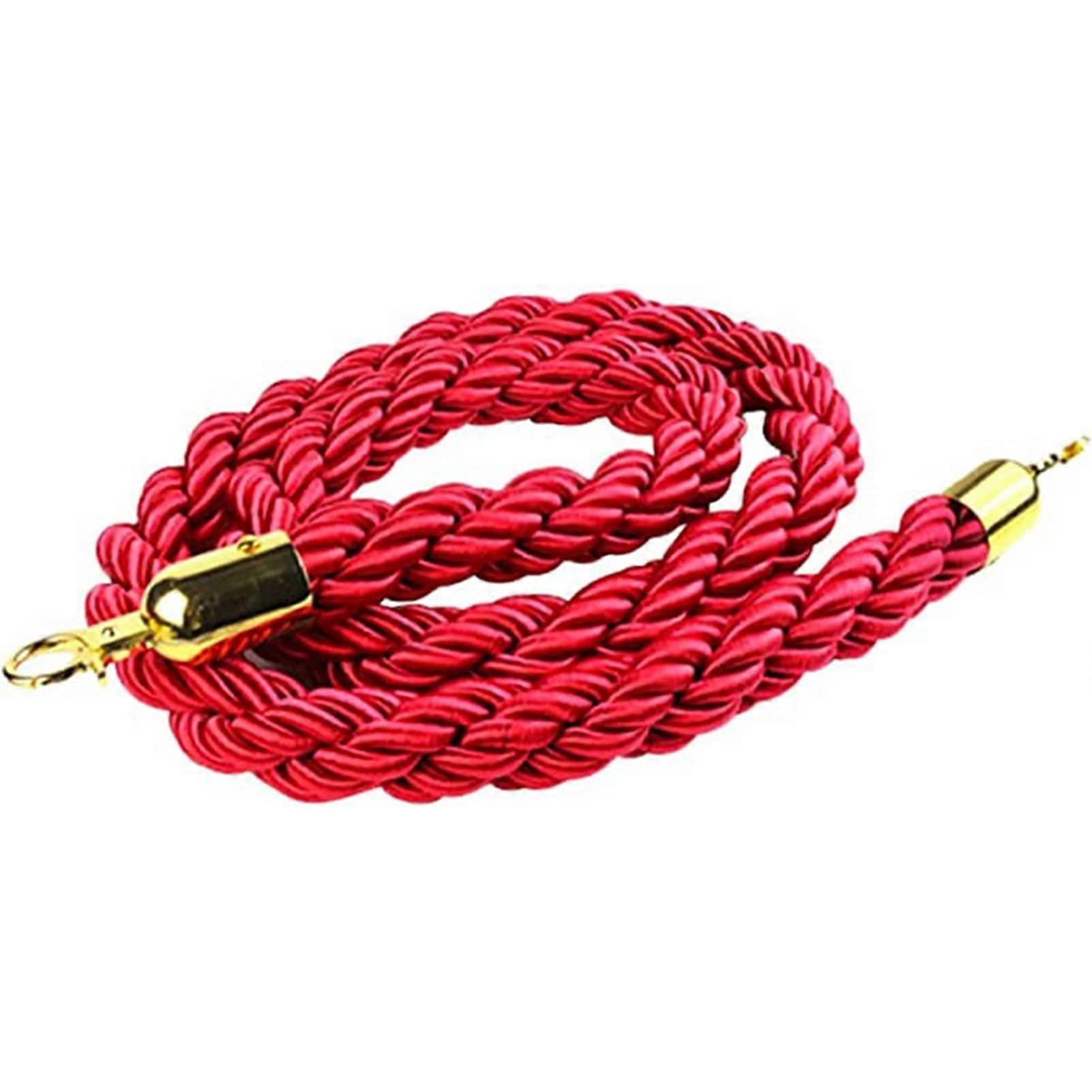 Rope Barrier Crowd Control Stanchion with Gold Hooks, Braided Hemp Queue Divider Rope 310Ft