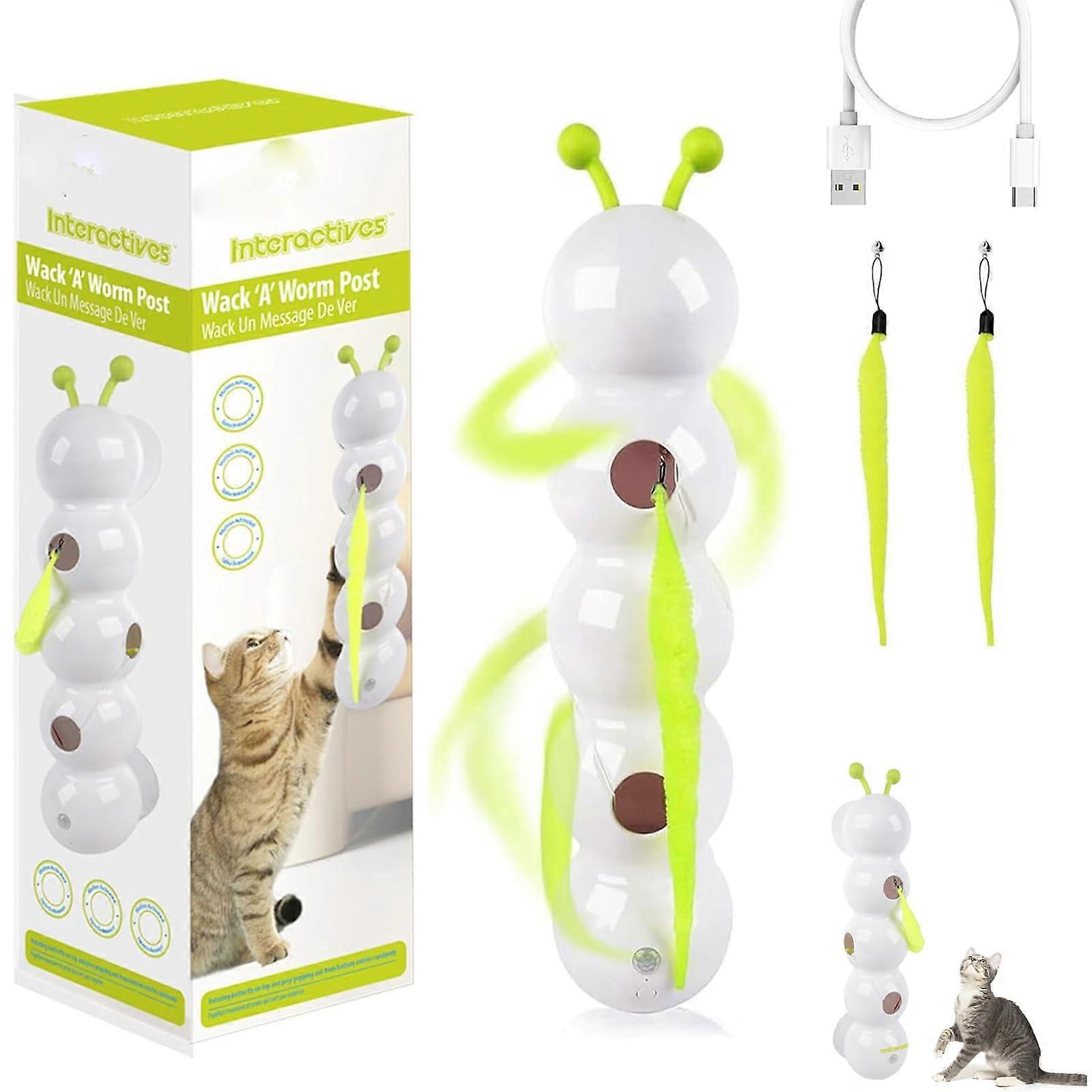 Interactive Cat Toy with Smart Worm Motion, Wall and Window Mounted for Indoor Hunting Play